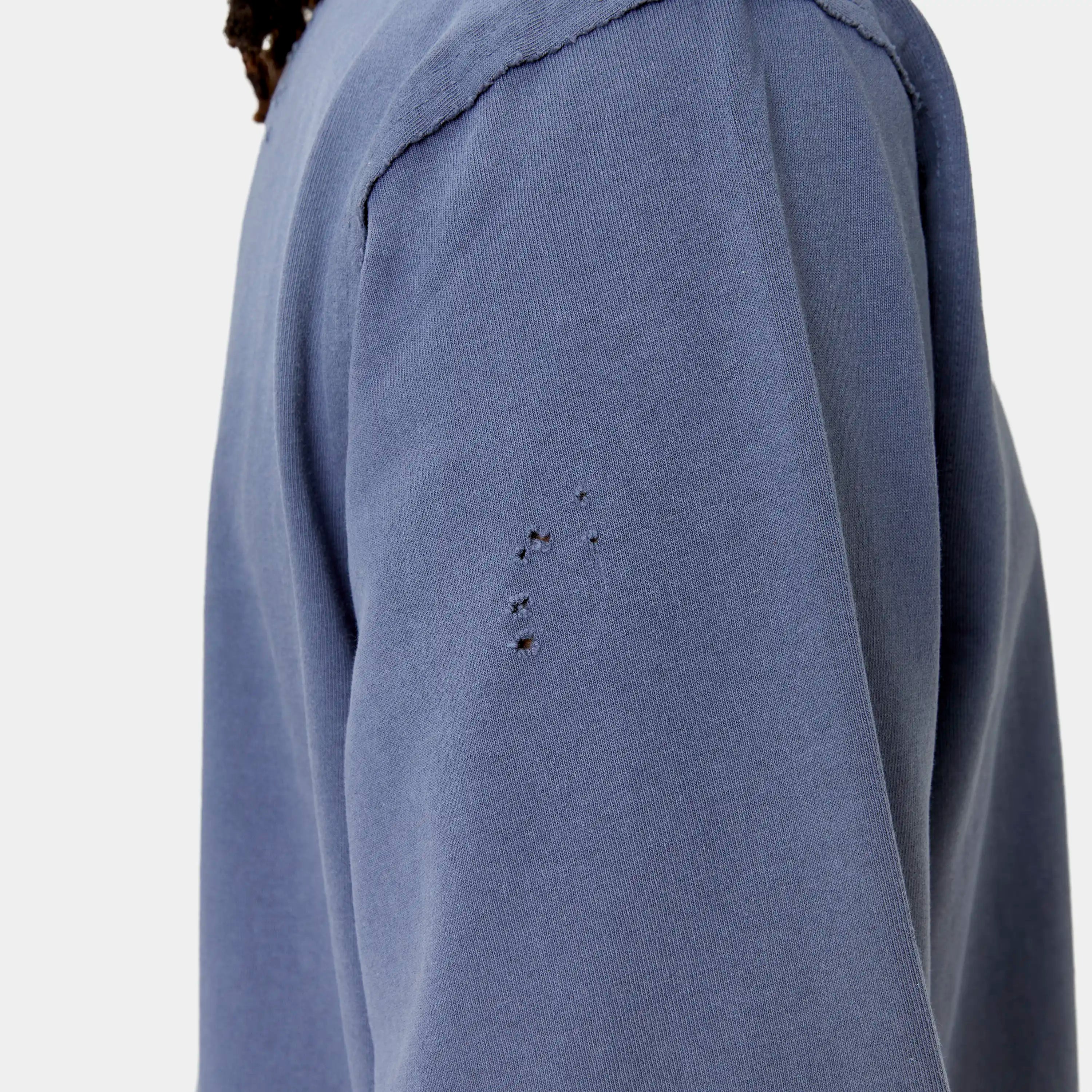 Frayed Pocket Navy Long Sleeve T-shirts Eme Studios