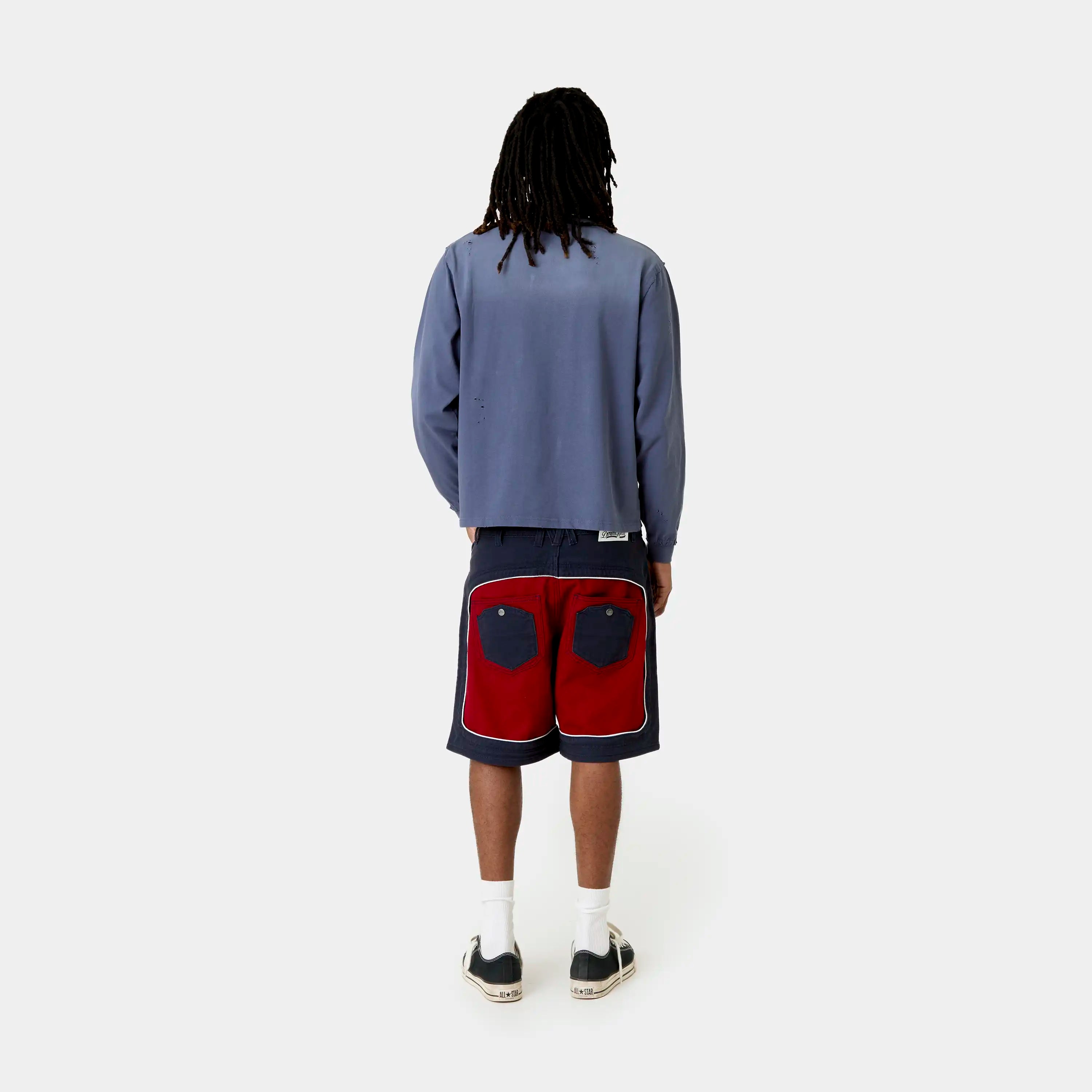 Frayed Pocket Navy Long Sleeve T-shirts Eme Studios