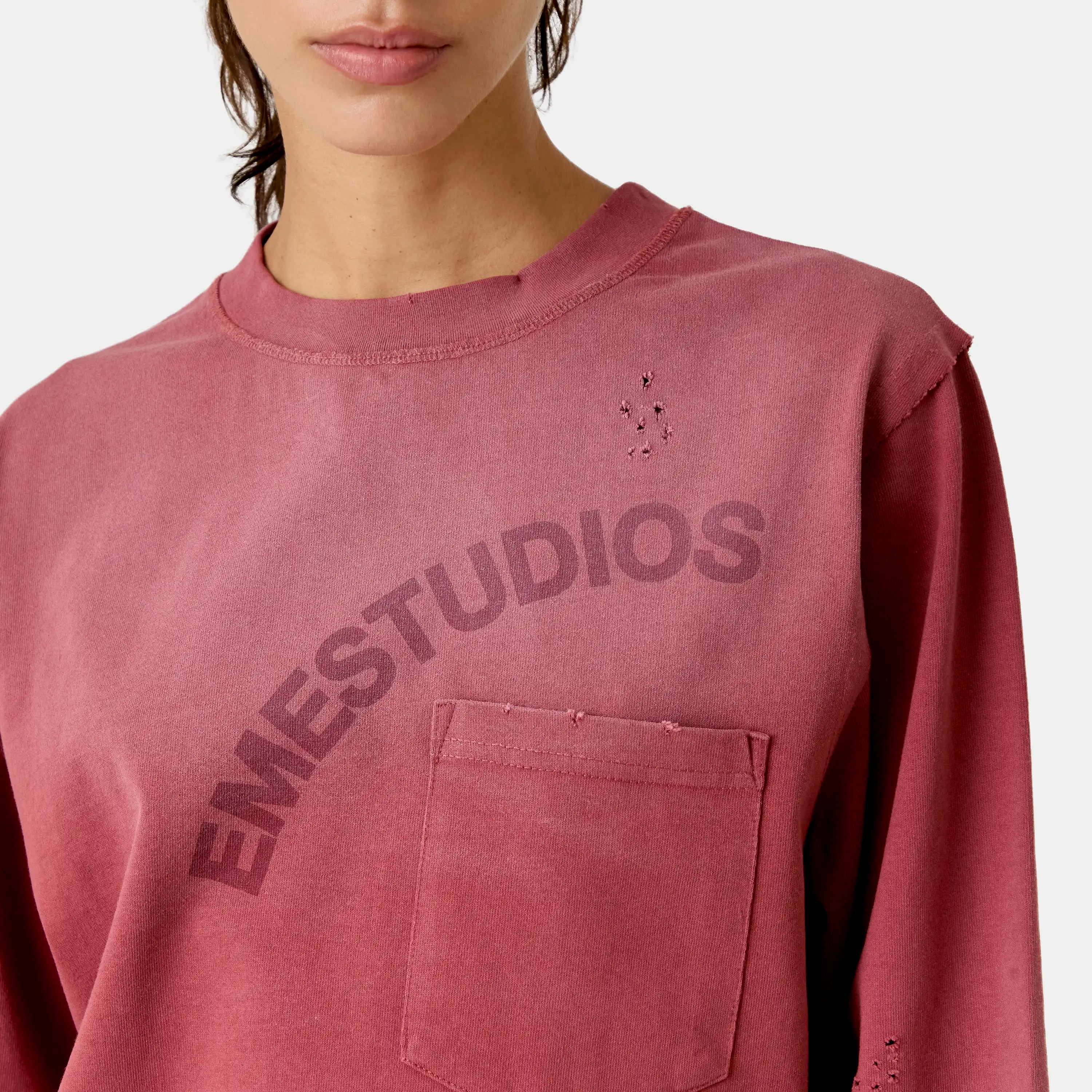 Frayed Pocket Redwood Long Sleeve T-shirts Eme Studios