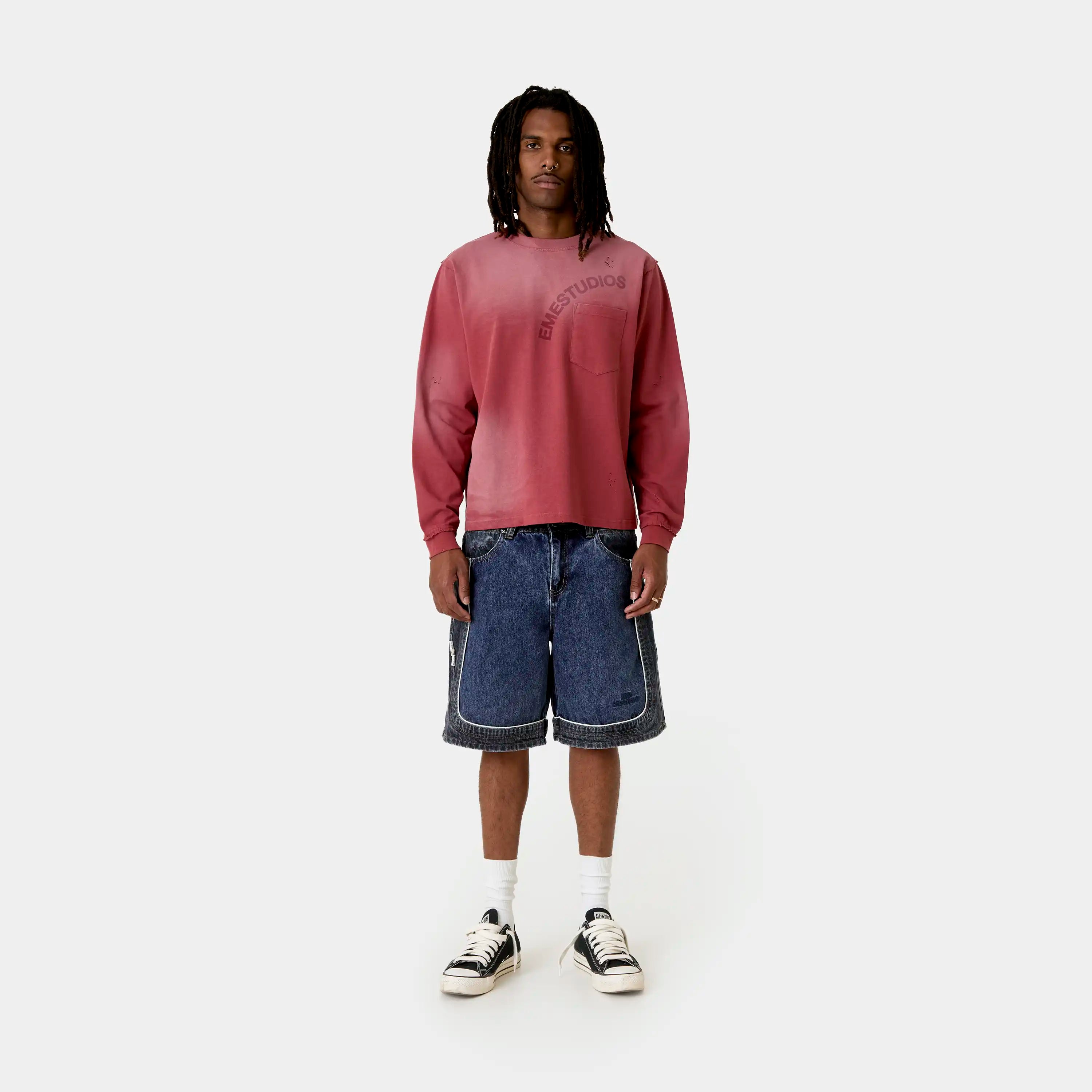 Frayed Pocket Redwood Long Sleeve T-shirts Eme Studios