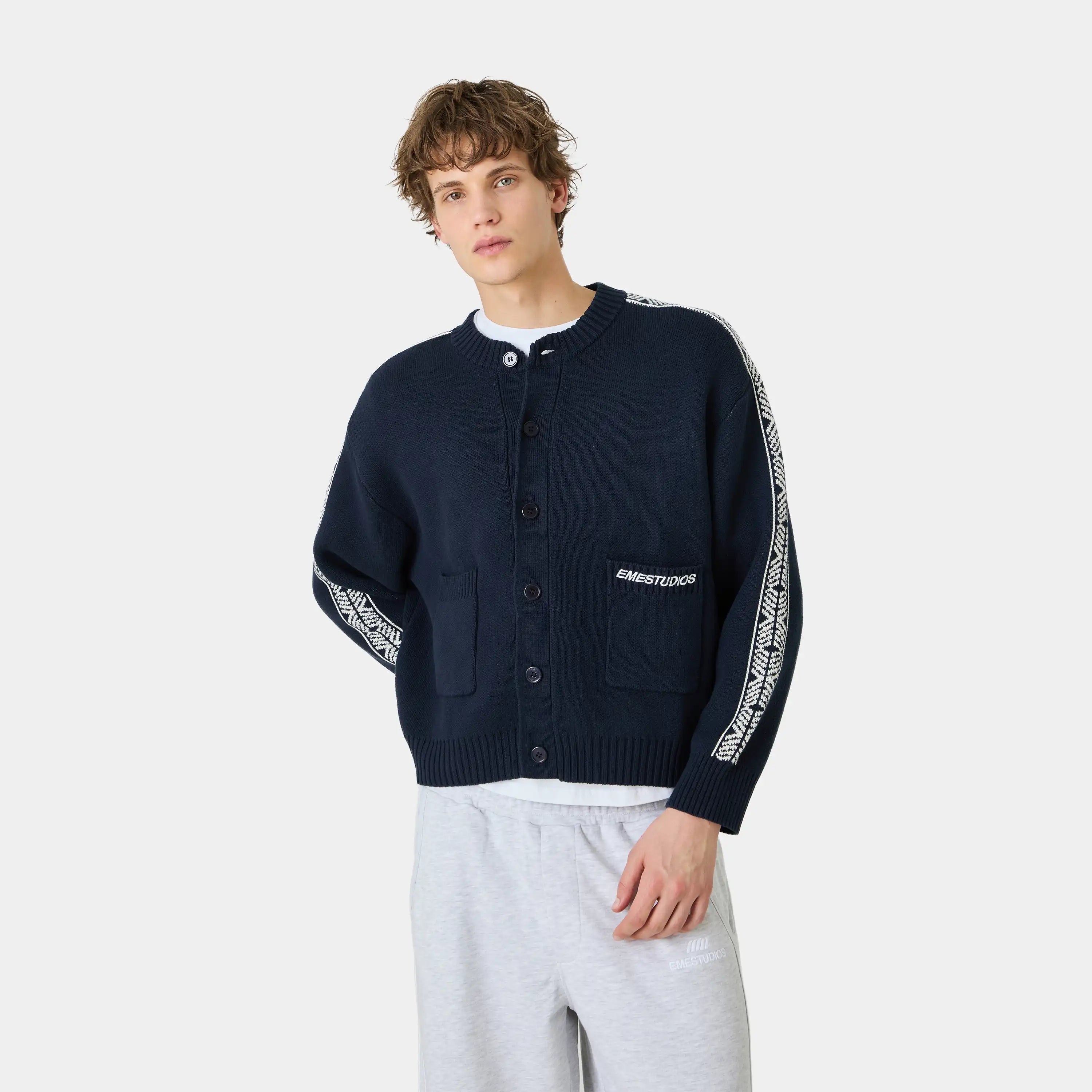 Clifton Navy Cardigan Knitwear Eme Studios