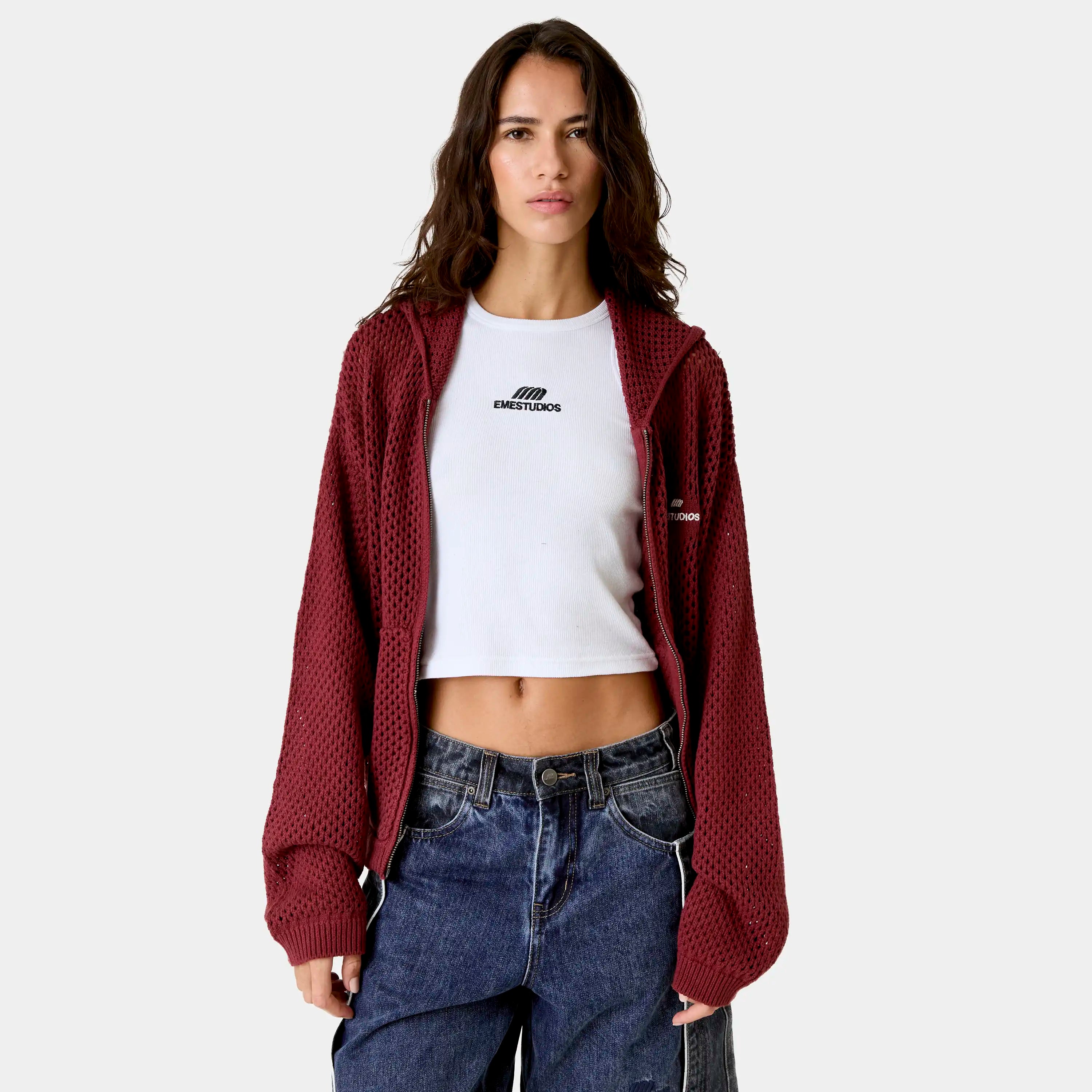 Kyros Burgundy Zipper Knit Knitwear Eme Studios