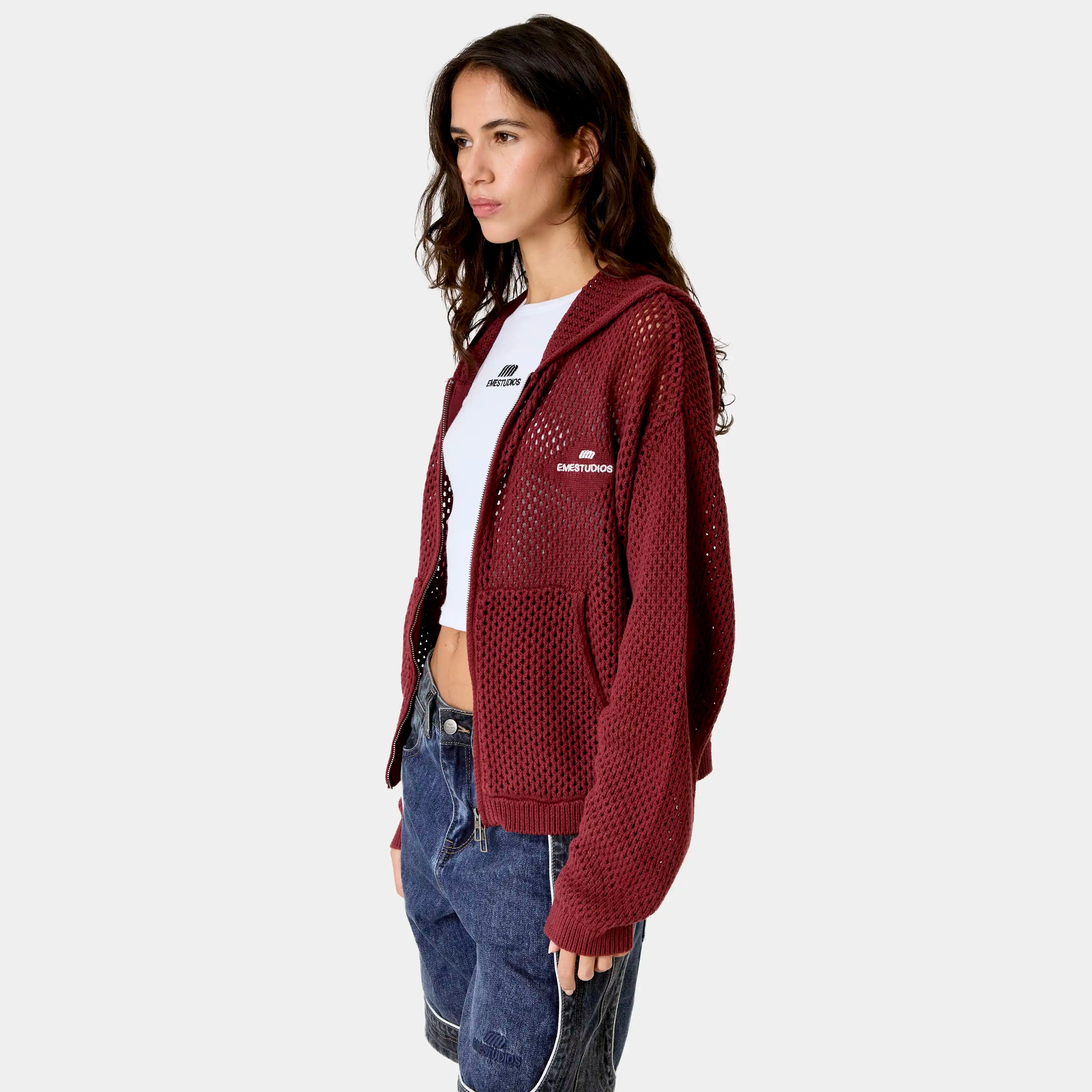 Kyros Burgundy Zipper Knit Knitwear Eme Studios