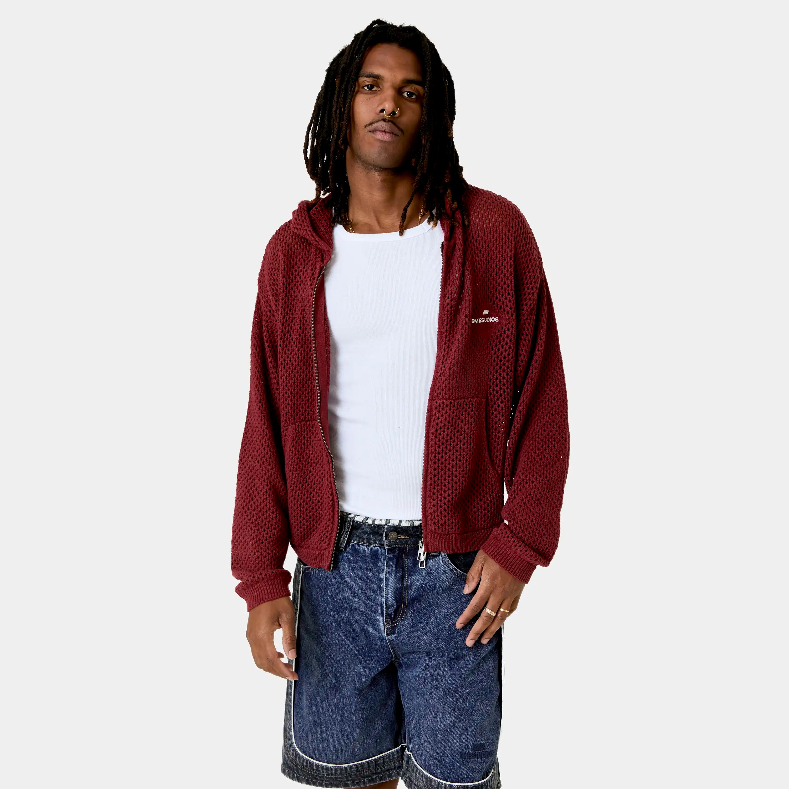 Kyros Burgundy Zipper Knit Knitwear Eme Studios