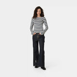 Wally Stripped Black Long Sleeve Woman T-Shirts Eme Studios