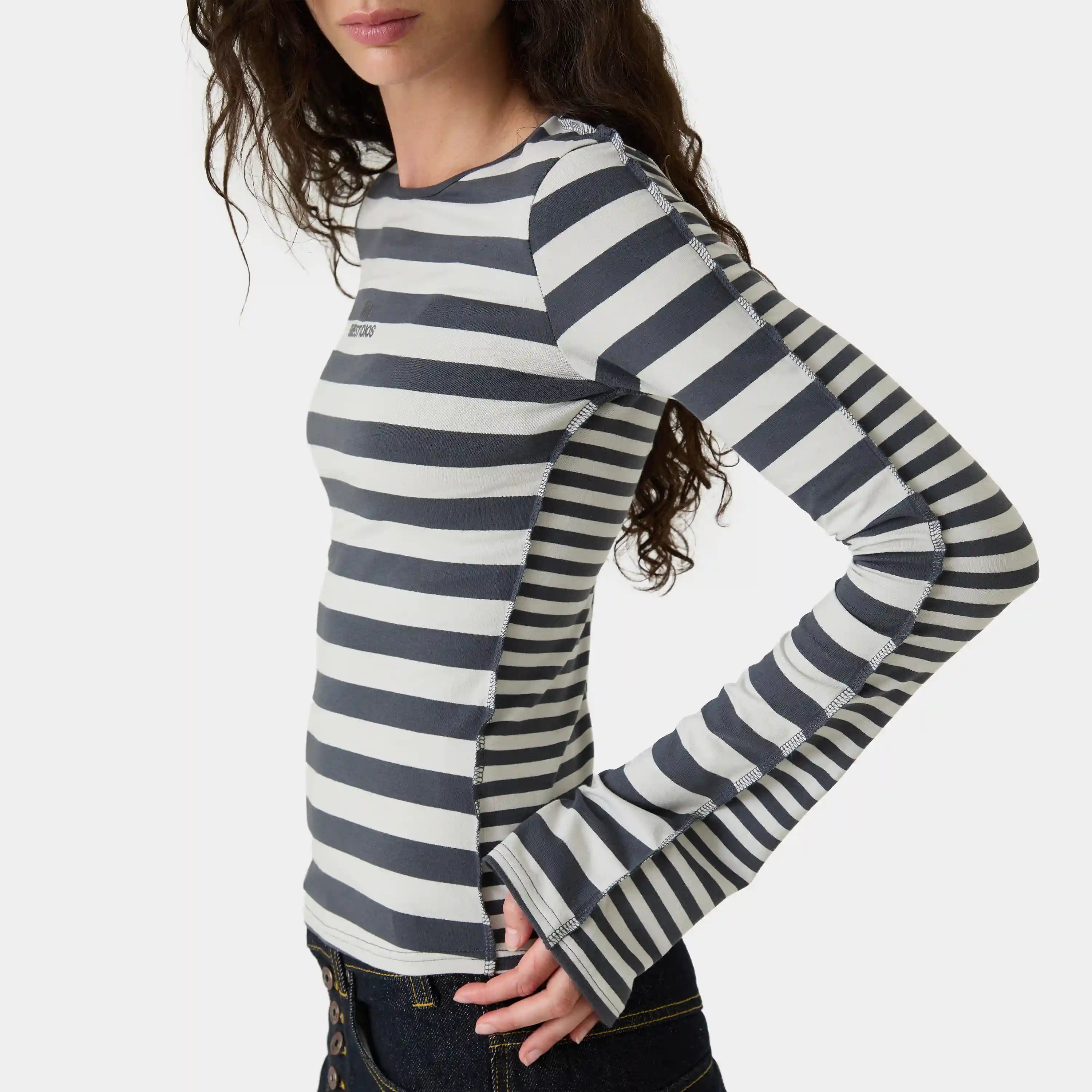 Wally Stripped Black Long Sleeve Woman T-Shirts Eme Studios