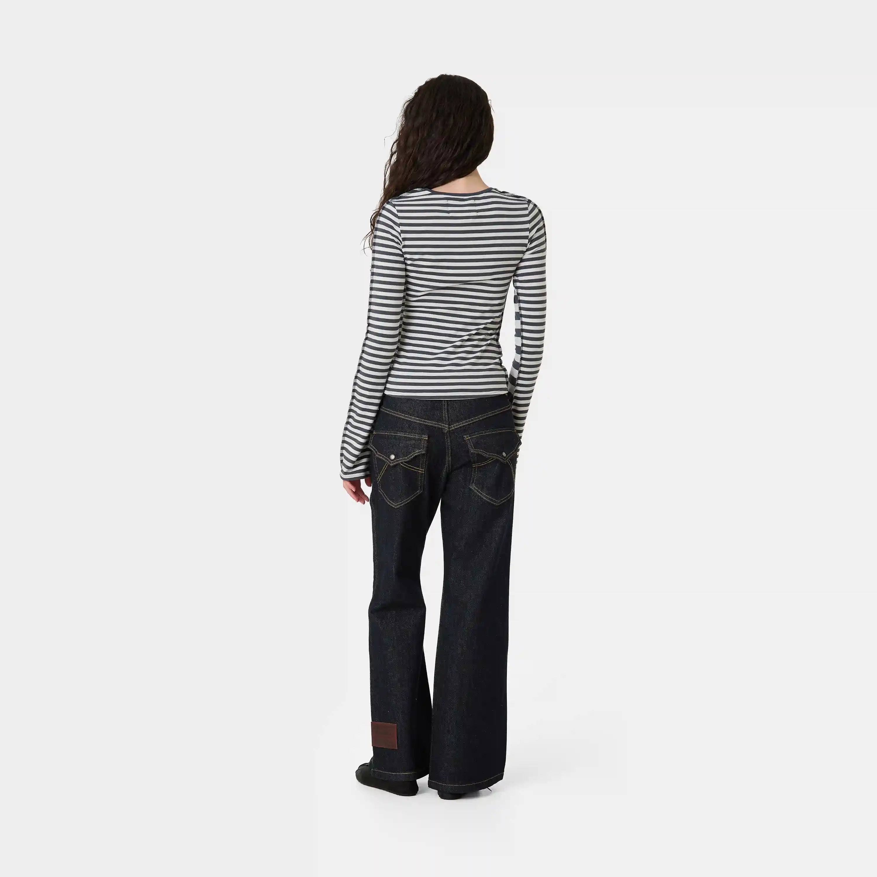 Wally Stripped Black Long Sleeve Woman T-Shirts Eme Studios