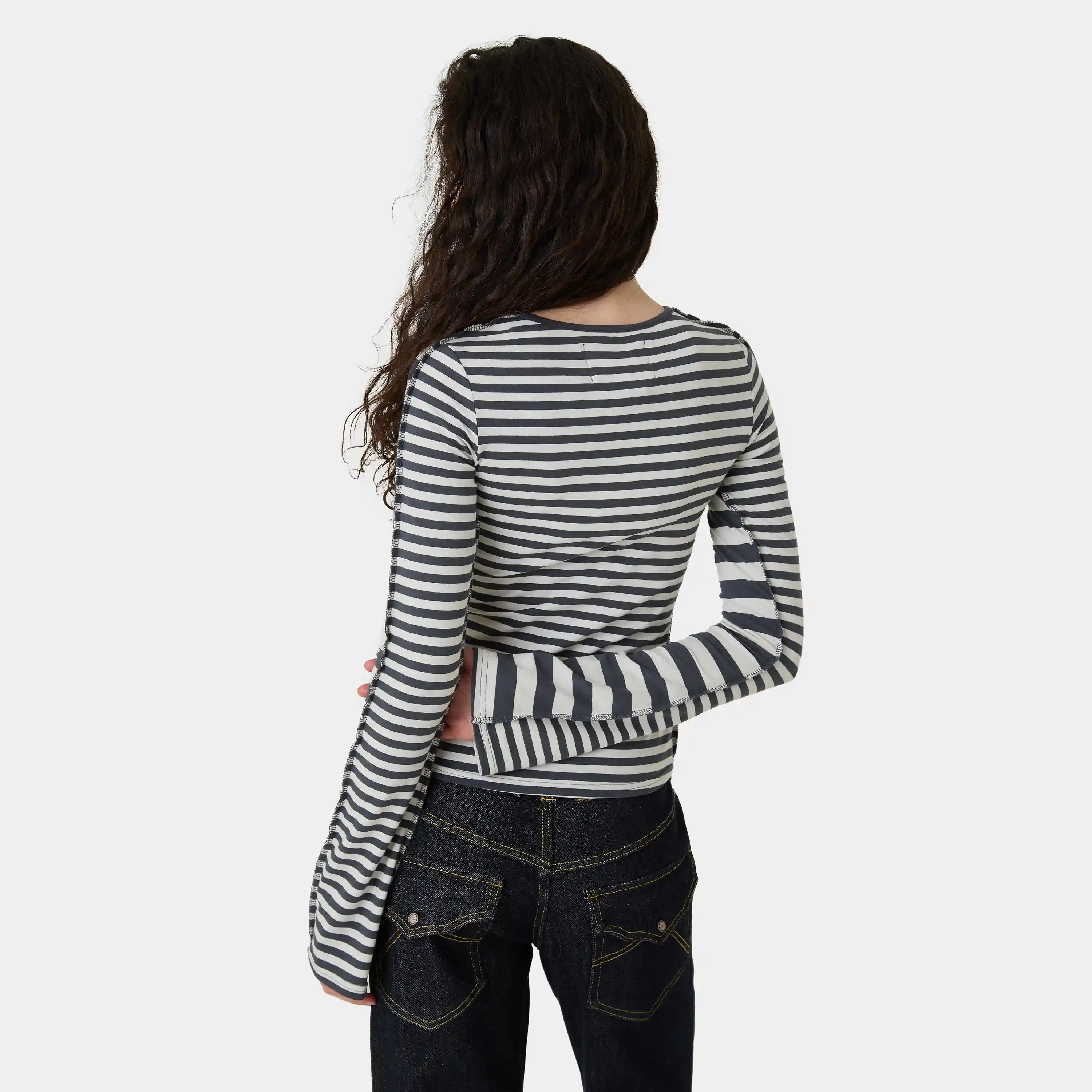 Wally Stripped Black Long Sleeve Woman T-Shirts Eme Studios