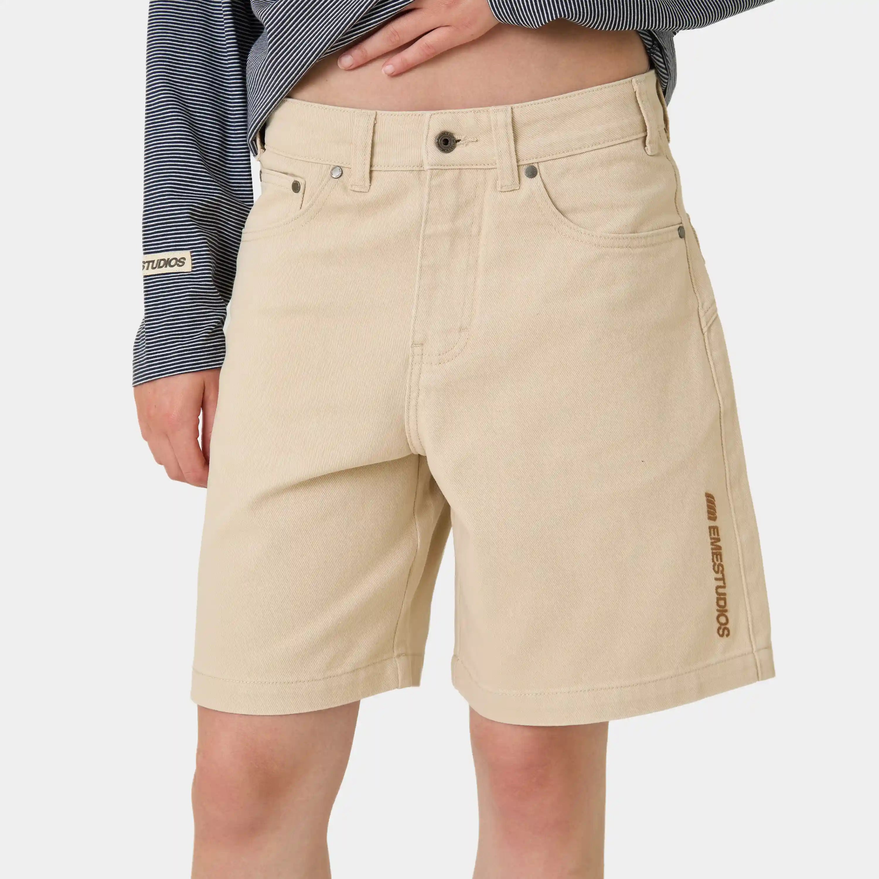 Jacker Off Sand Denim Shorts Shorts Eme Studios