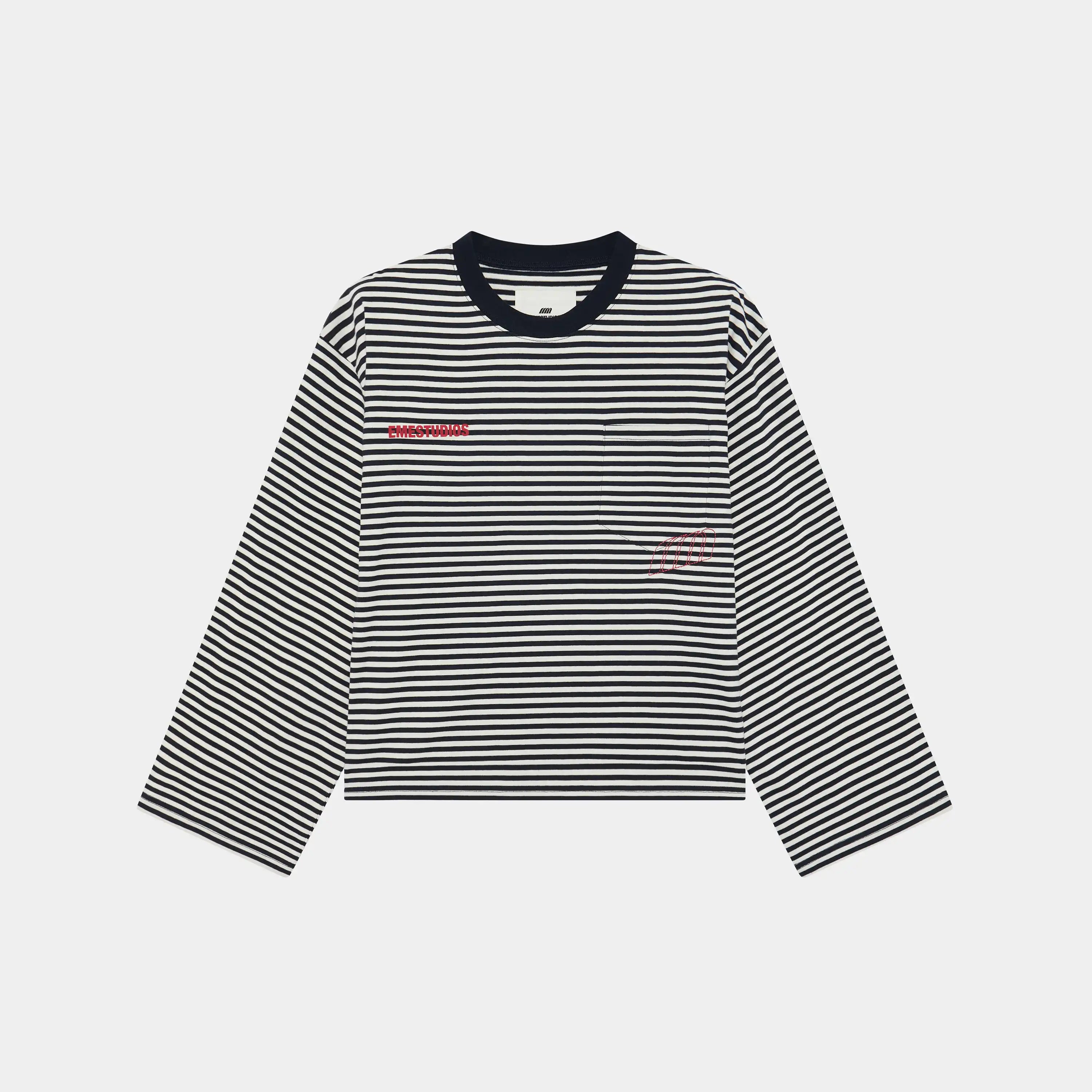 Cedar Navy Striped Long Sleeve T-shirts Eme Studios