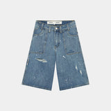 Riviera Blue Denim Shorts Shorts Eme Studios