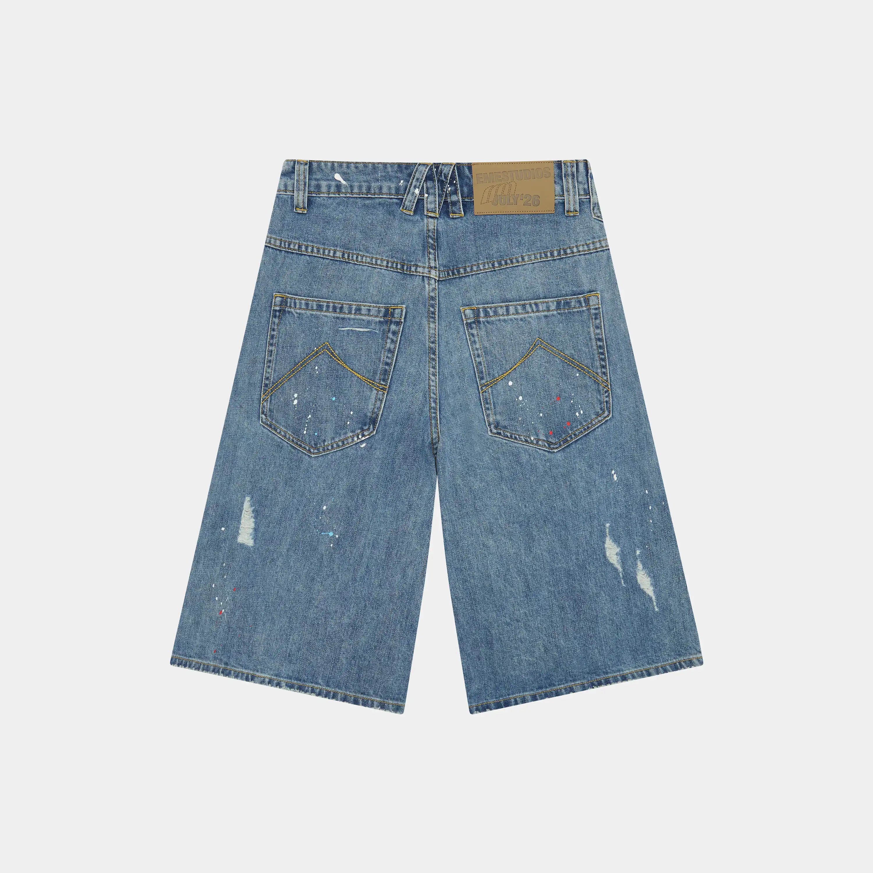 Riviera Blue Denim Shorts Shorts Eme Studios