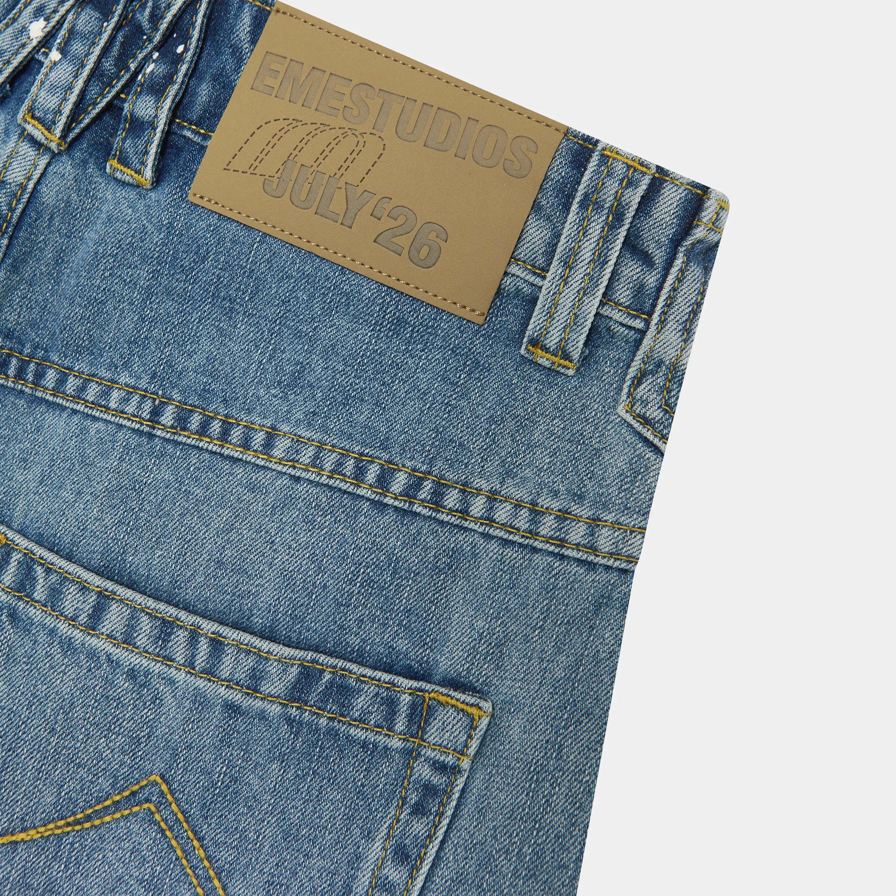 Riviera Blue Denim Shorts Shorts Eme Studios