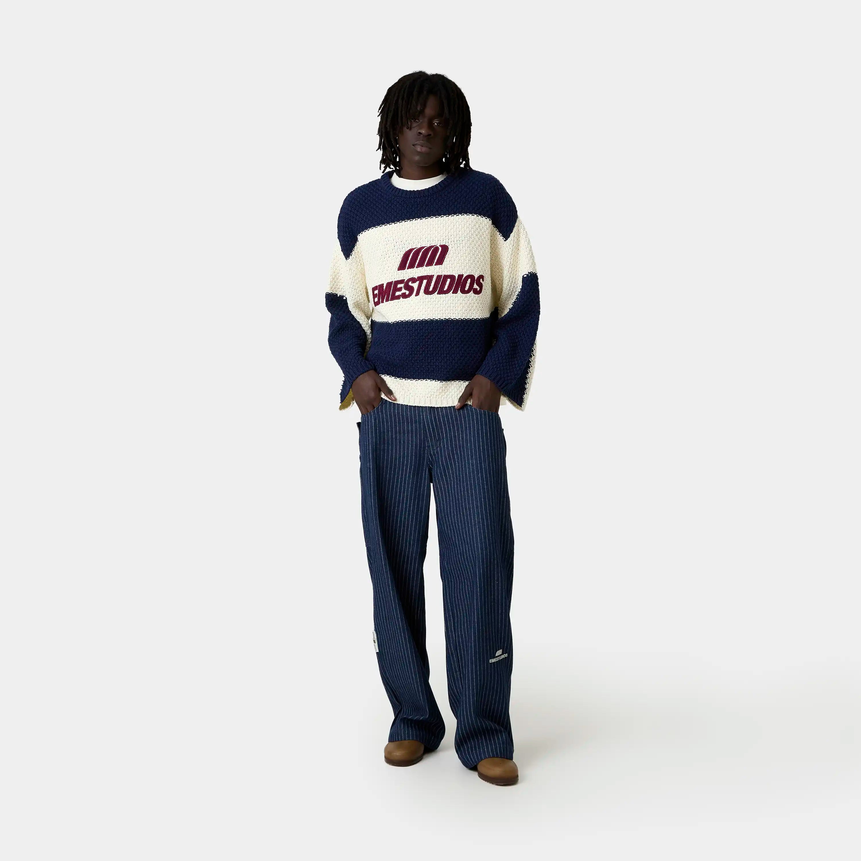 Layr Navy Knit Sweater Knitwear Eme Studios