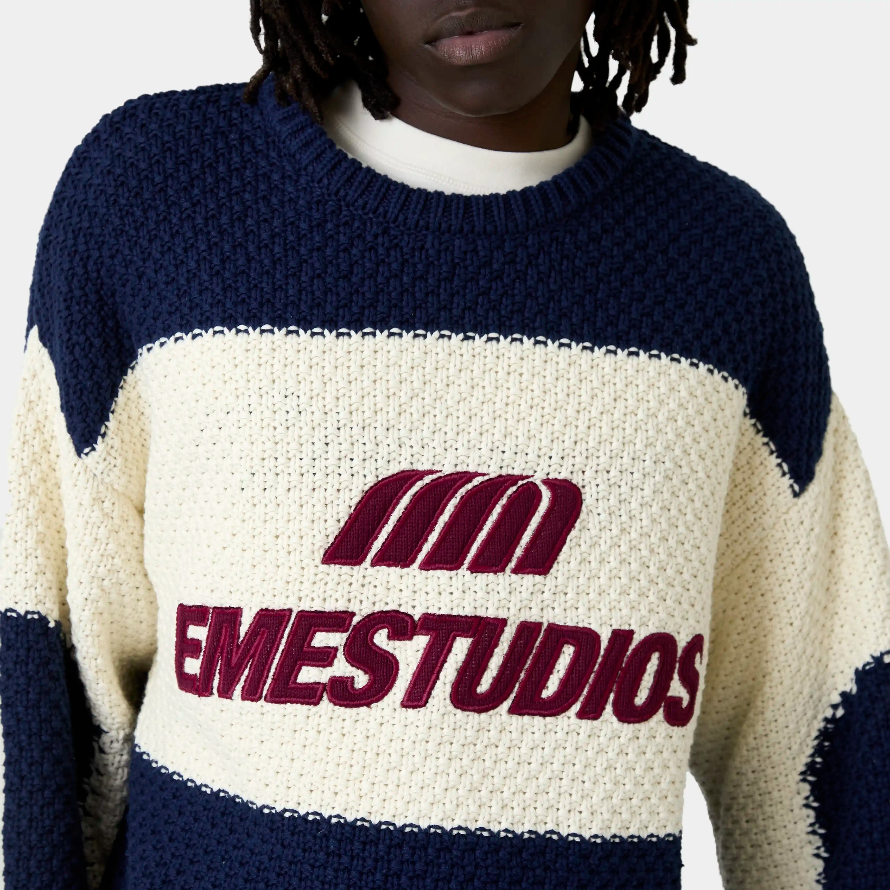 Layr Navy Knit Sweater Knitwear Eme Studios