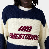 Layr Navy Knit Sweater Knitwear Eme Studios