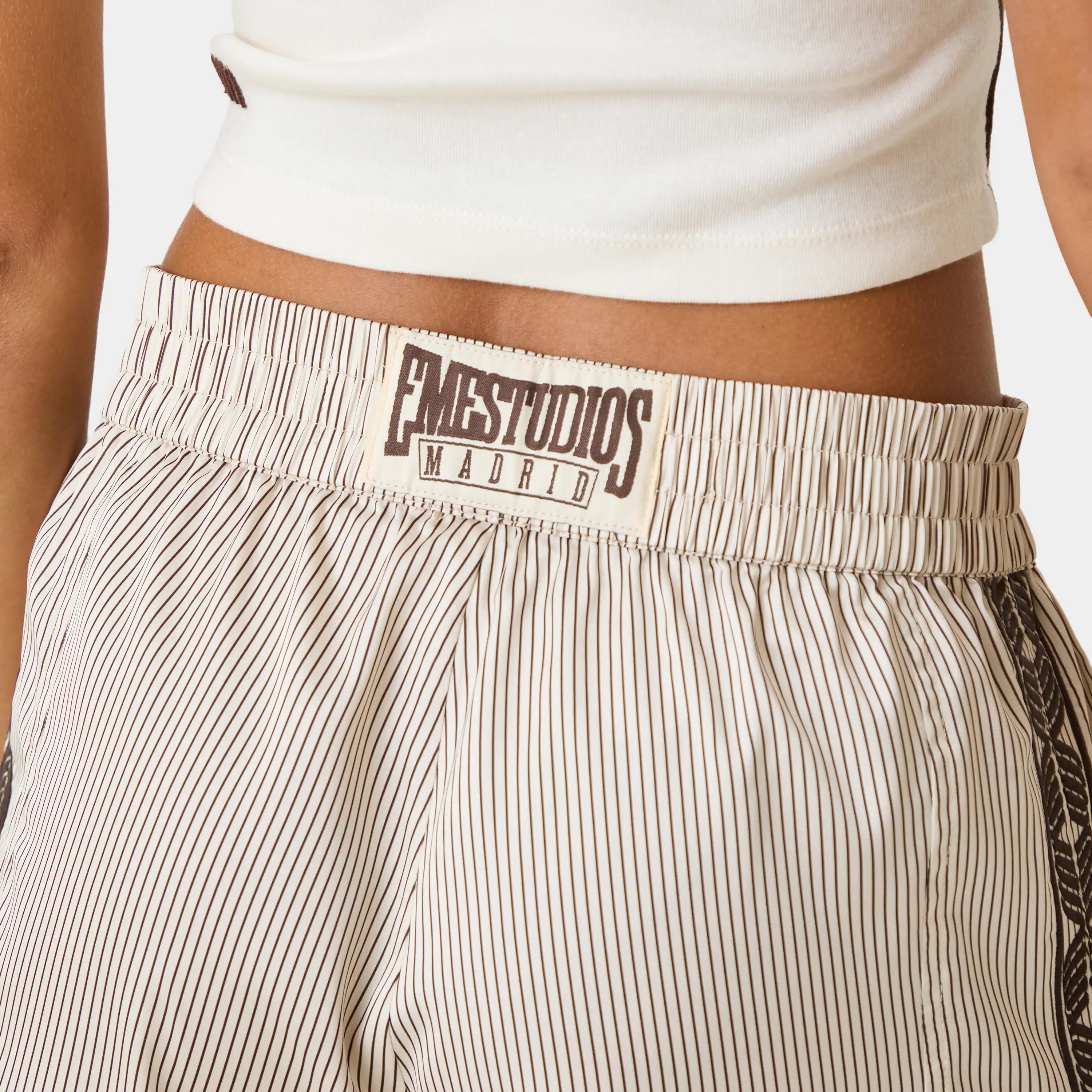 Yimmy Ecru Striped Shorts Woman Pants Eme Studios