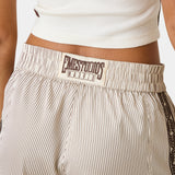 Yimmy Ecru Striped Shorts Woman Pants Eme Studios