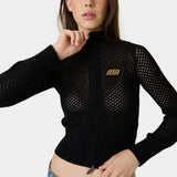 Ursula Black Crochet Full Zip Woman Knitwear Eme Studios