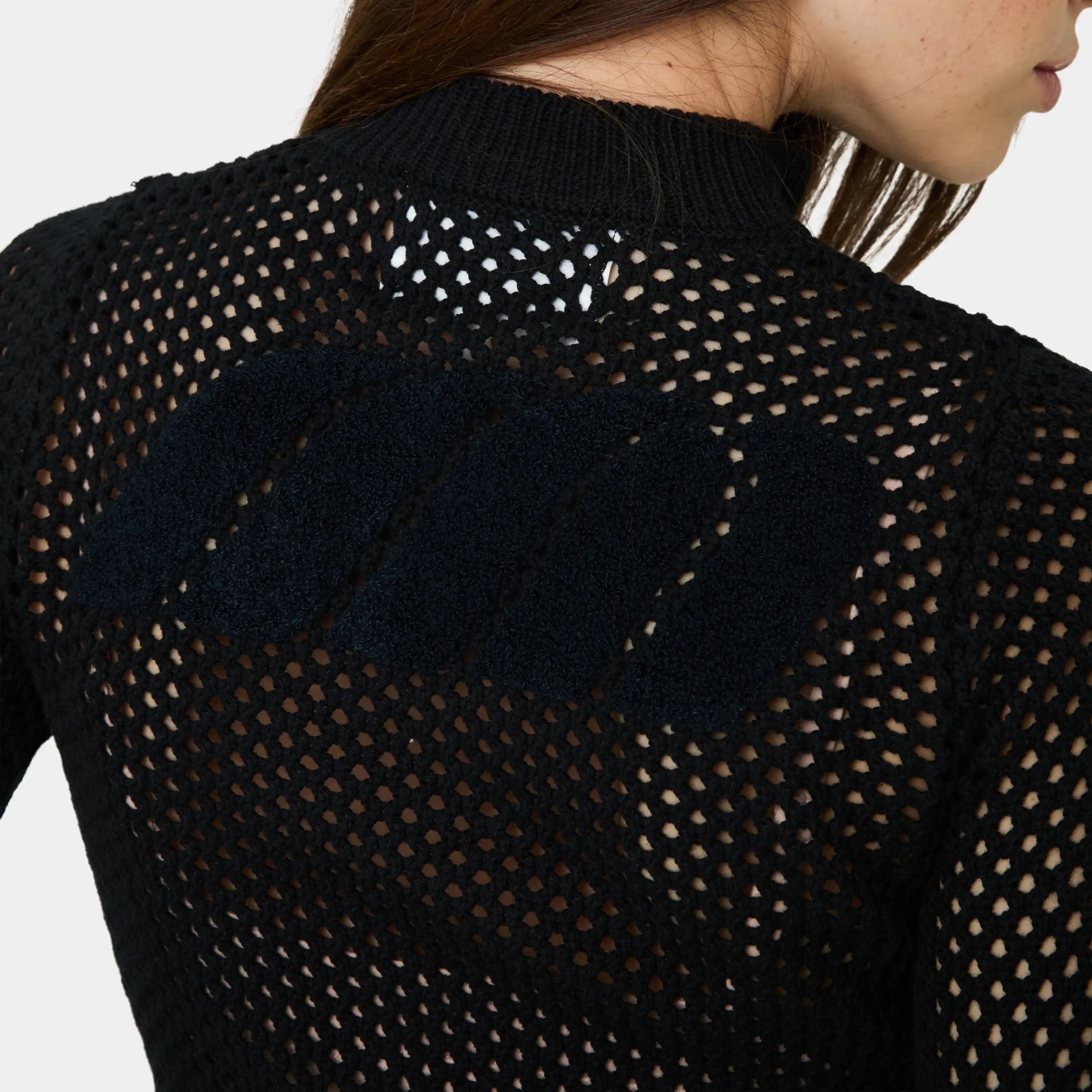 Ursula Black Crochet Full Zip Woman Knitwear Eme Studios