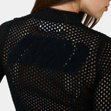 Ursula Black Crochet Full Zip Woman Knitwear Eme Studios