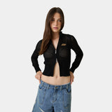 Ursula Black Crochet Full Zip Woman Knitwear Eme Studios