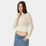 Ursula Off Sand Crochet Full Zip Woman Knitwear Eme Studios
