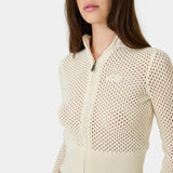Ursula Off Sand Crochet Full Zip Woman Knitwear Eme Studios