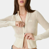 Ursula Off Sand Crochet Full Zip Woman Knitwear Eme Studios
