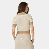 Ocata Off Sand Crochet Knit Polo Woman Knitwear Eme Studios