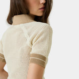 Ocata Off Sand Crochet Knit Polo Woman Knitwear Eme Studios