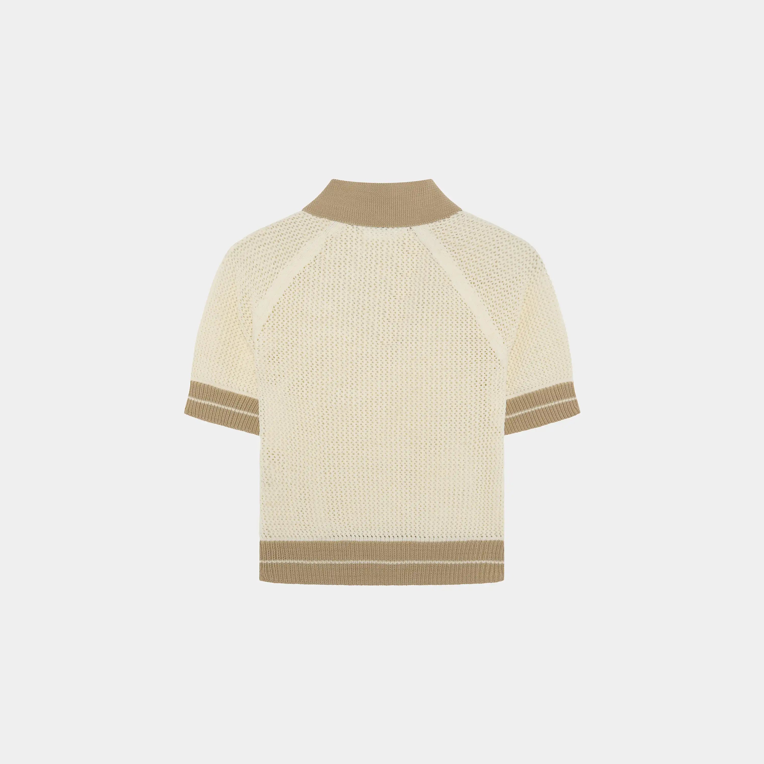 Ocata Off Sand Crochet Knit Polo Woman Knitwear Eme Studios