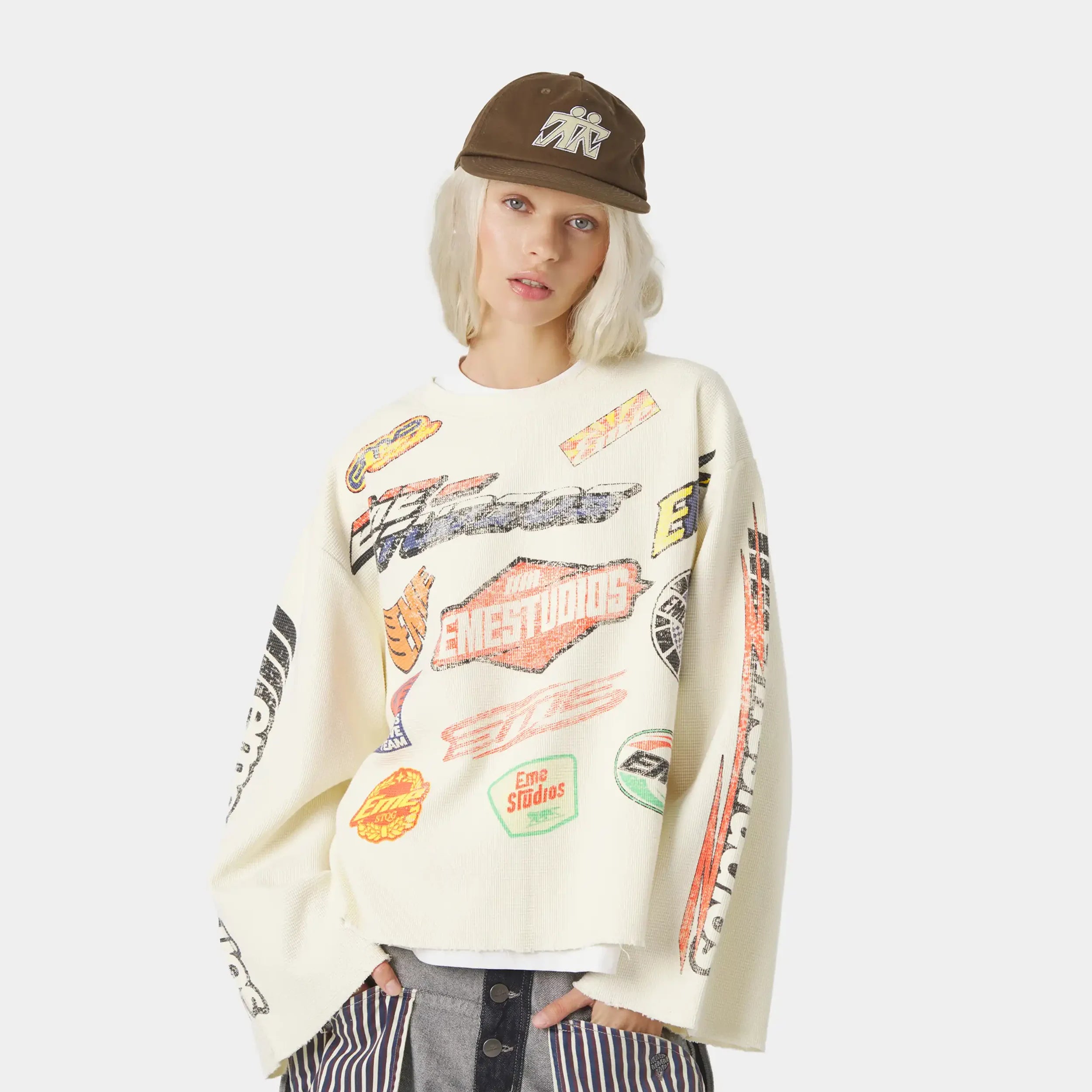 Waffle Off Sand Crewneck Sweatshirts Eme Studios