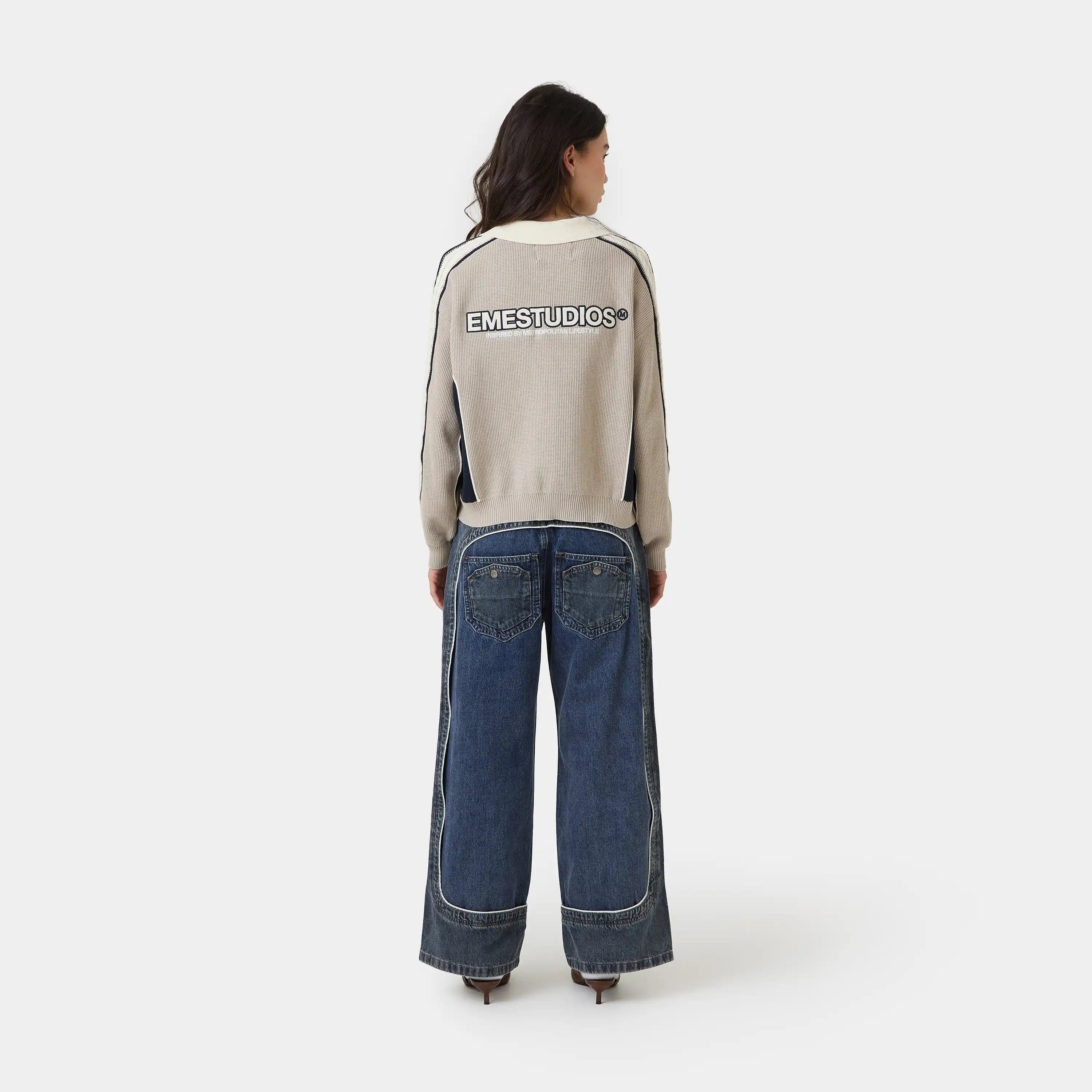 Chully Off Sand Knit Polo Knitwear Eme Studios