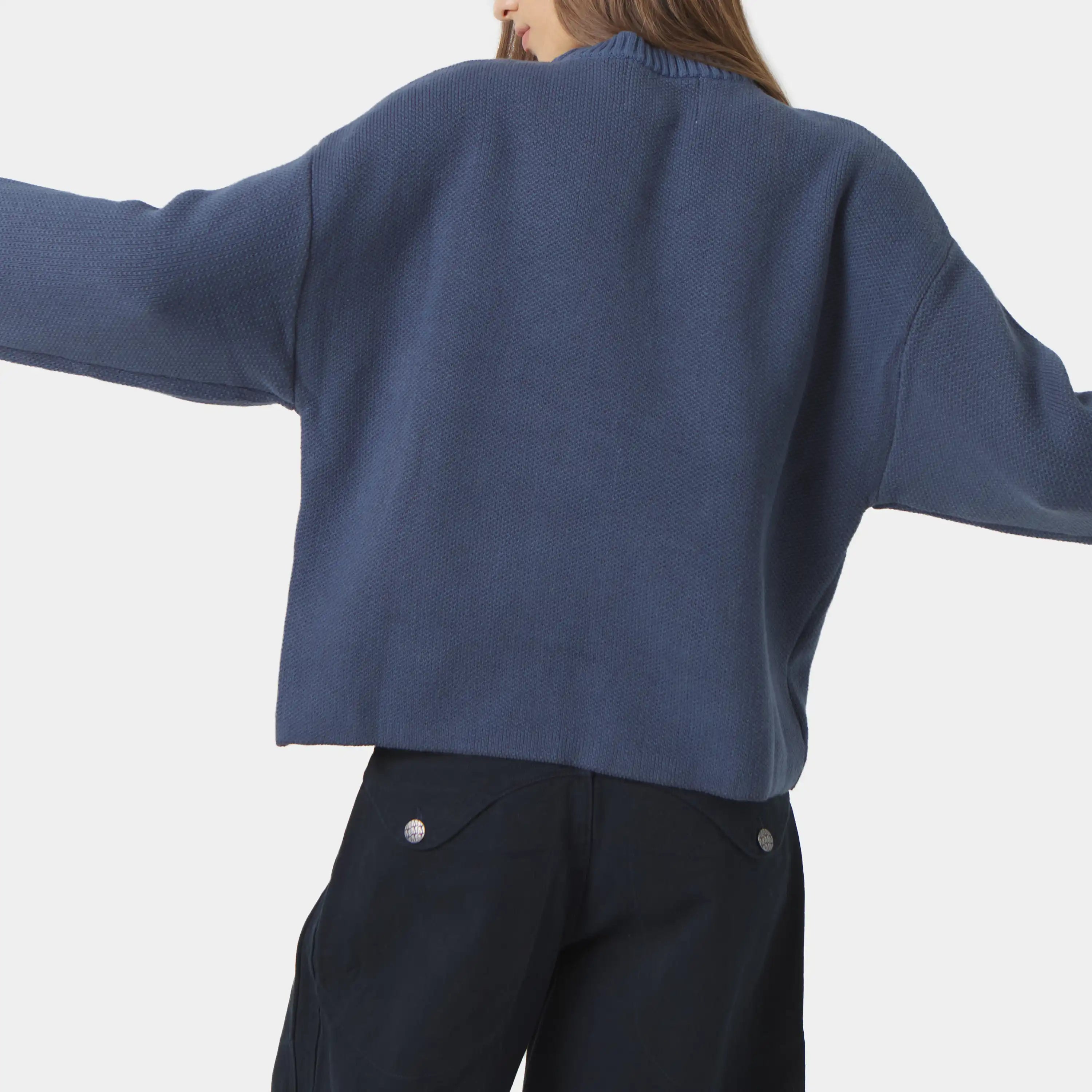 Flux Navy Knit Sweater Knitwear Eme Studios