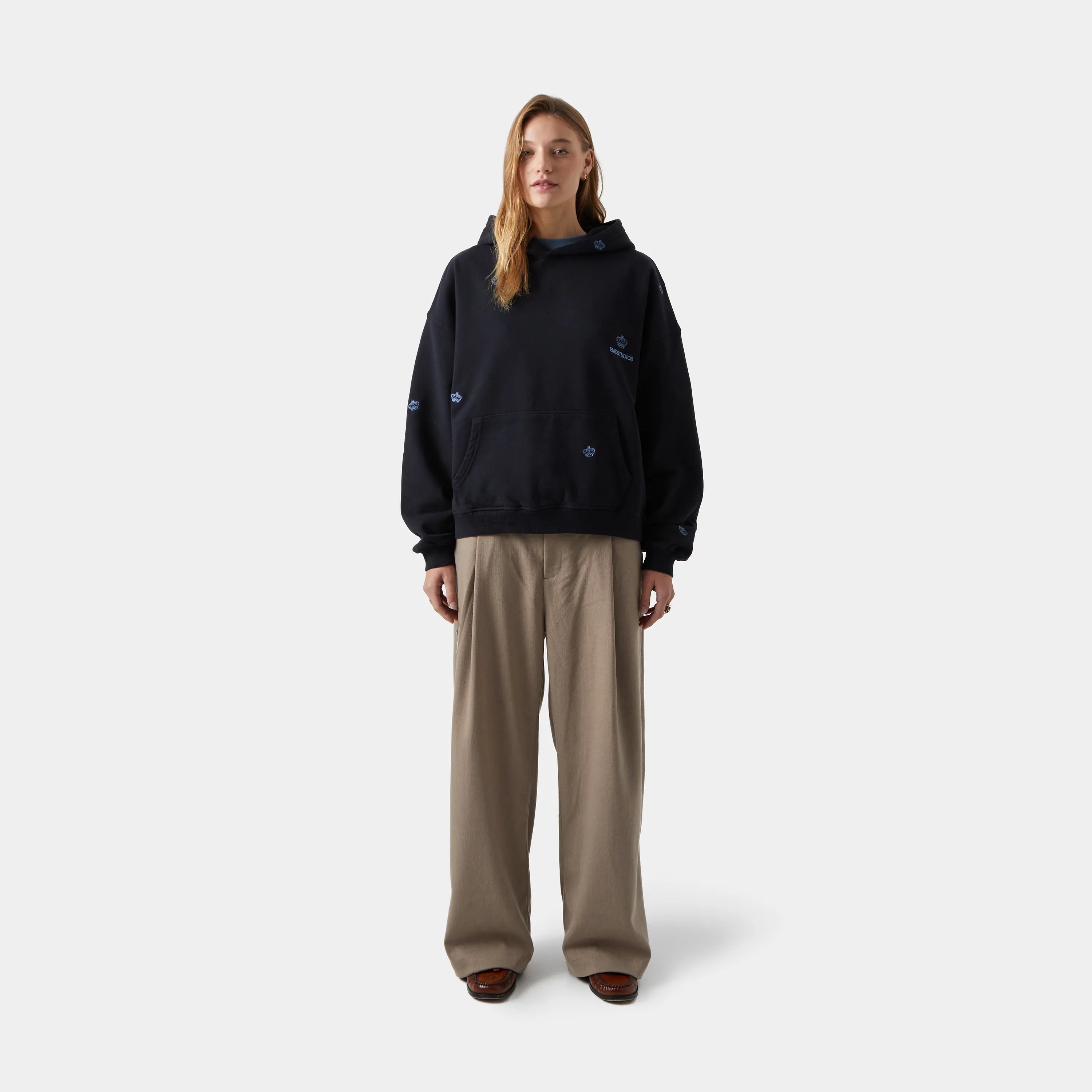 Crown Navy Oversized Hoodie Hoodies eme