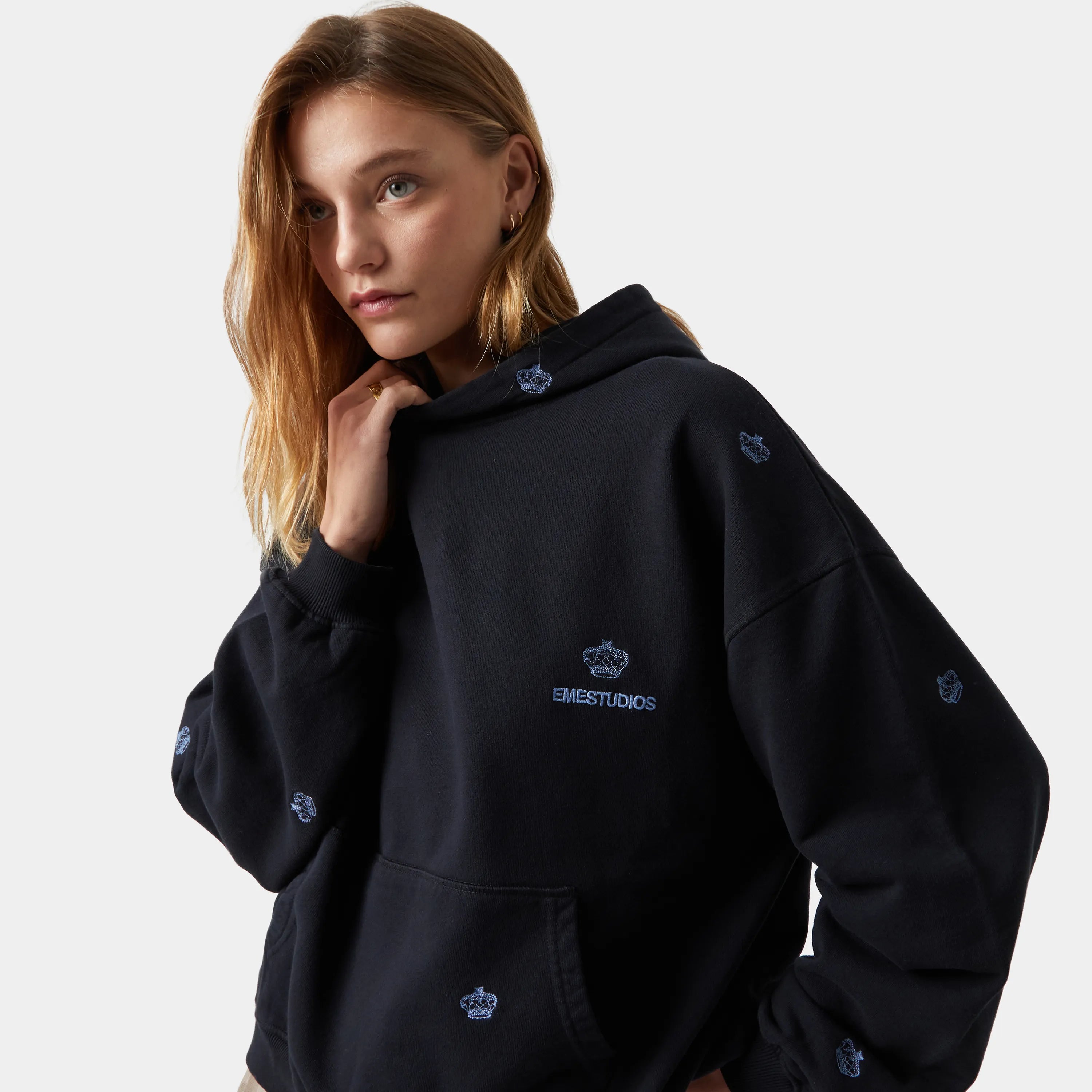 Crown Navy Oversized Hoodie Hoodies eme
