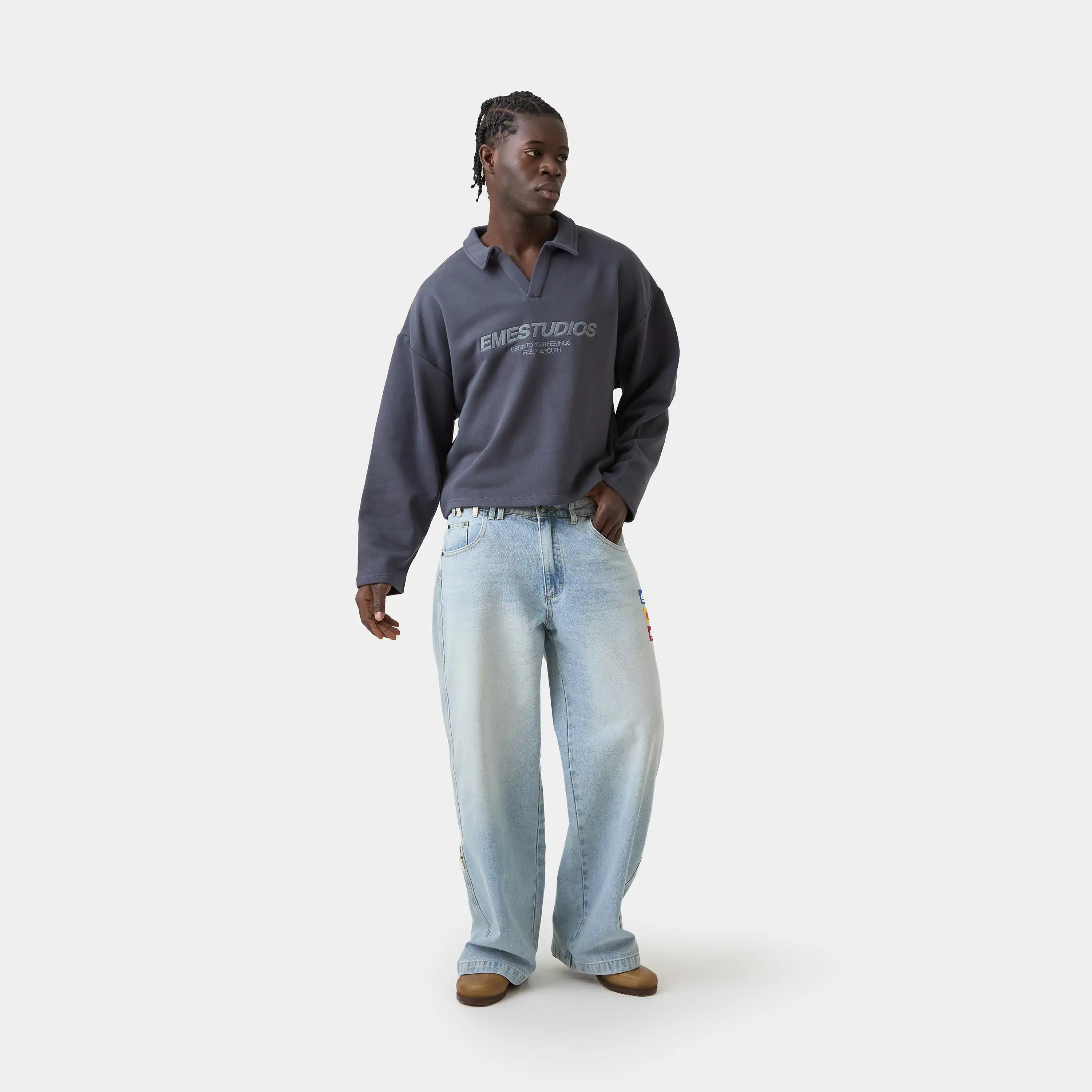 Playtime Ombre Blue Polo Crewneck Sweatshirts Eme Studios