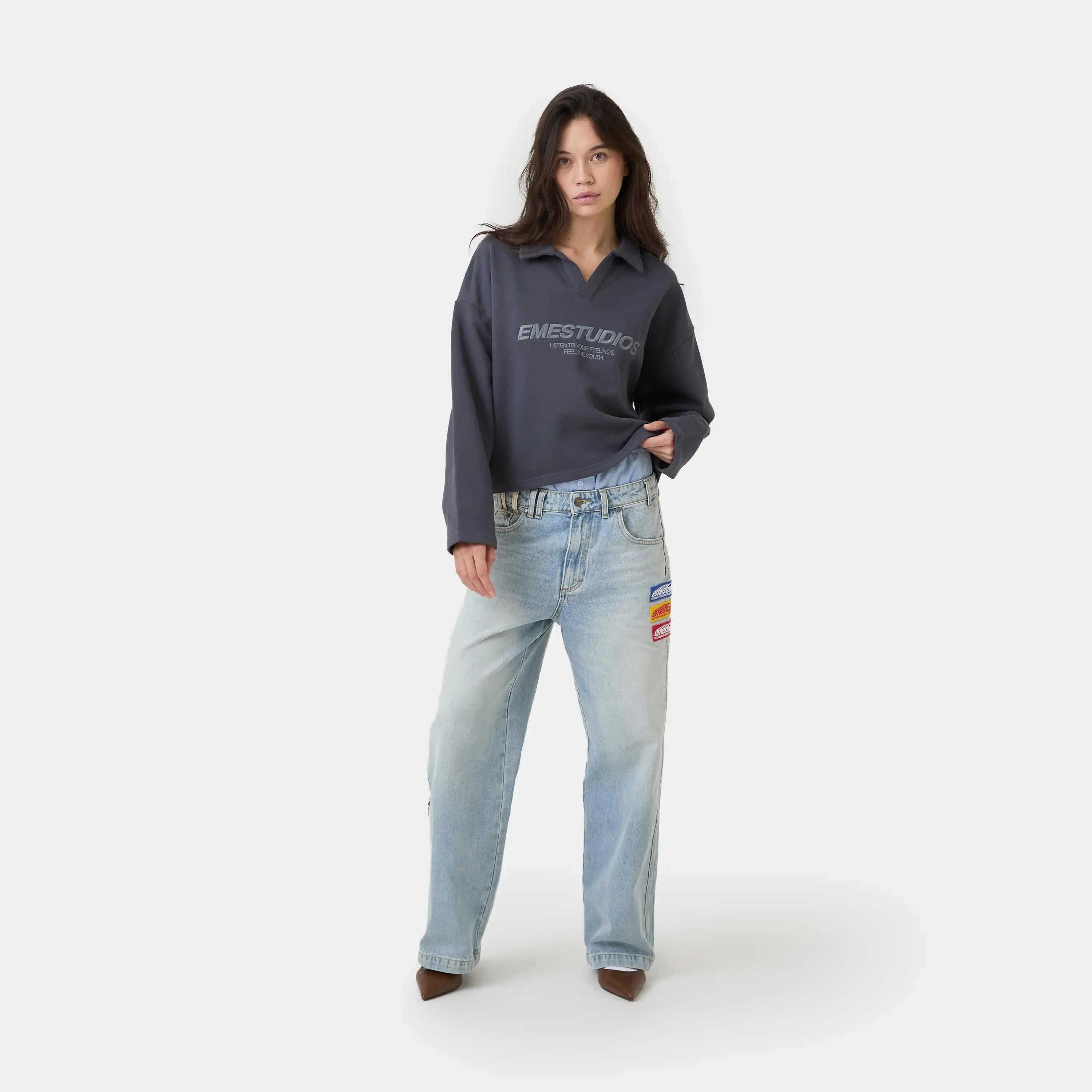 Playtime Ombre Blue Polo Crewneck Sweatshirts Eme Studios