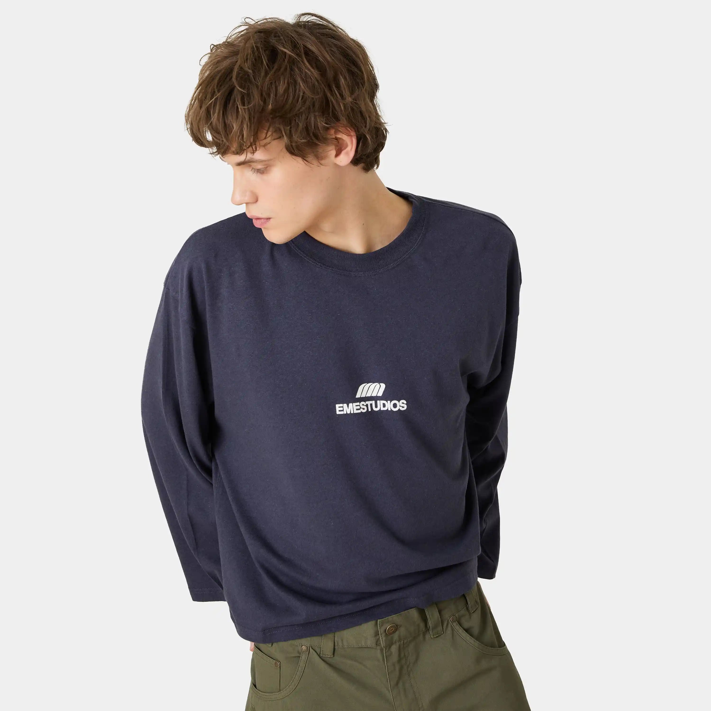 Cotten Navy Long Sleeve T-shirts Eme Studios