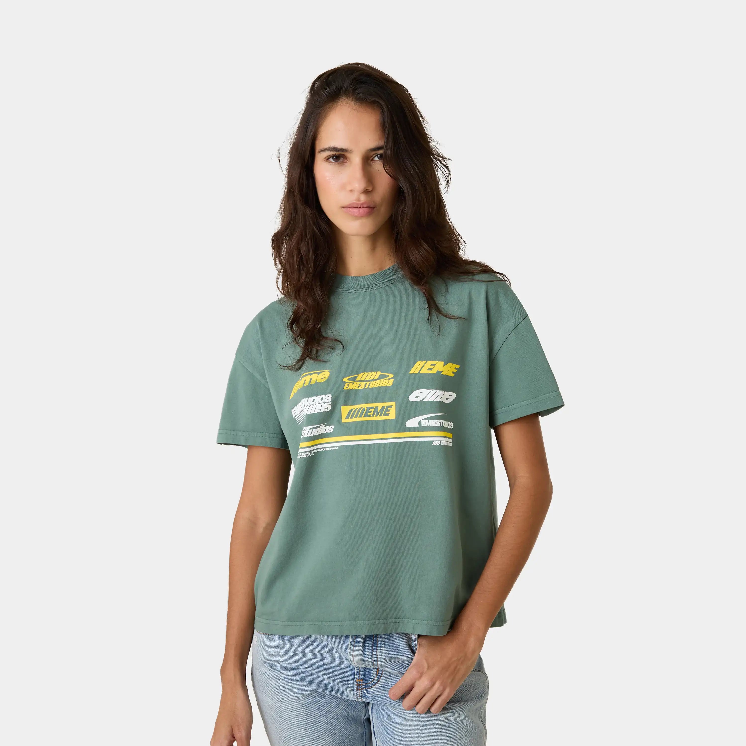 WCC Wreath Green Oversized Tee T-shirts Eme Studios