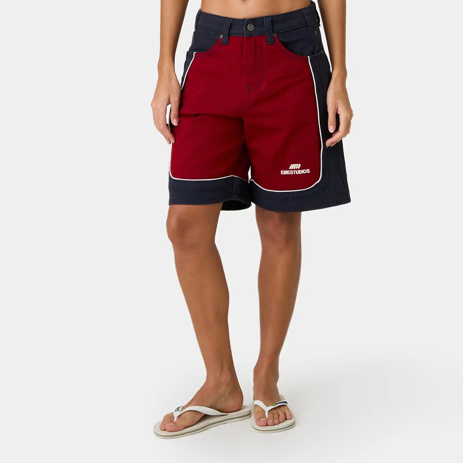 Dual Cherry Denim Shorts Shorts Eme Studios