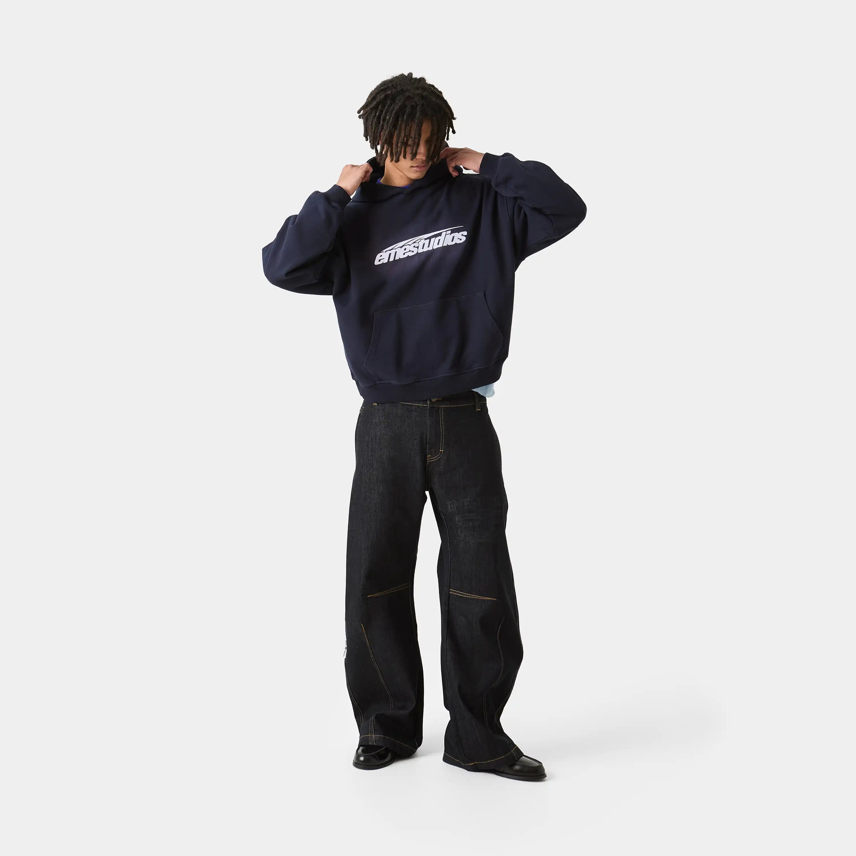 Inteal Navy Oversized Hoodie Hoodies Eme Studios