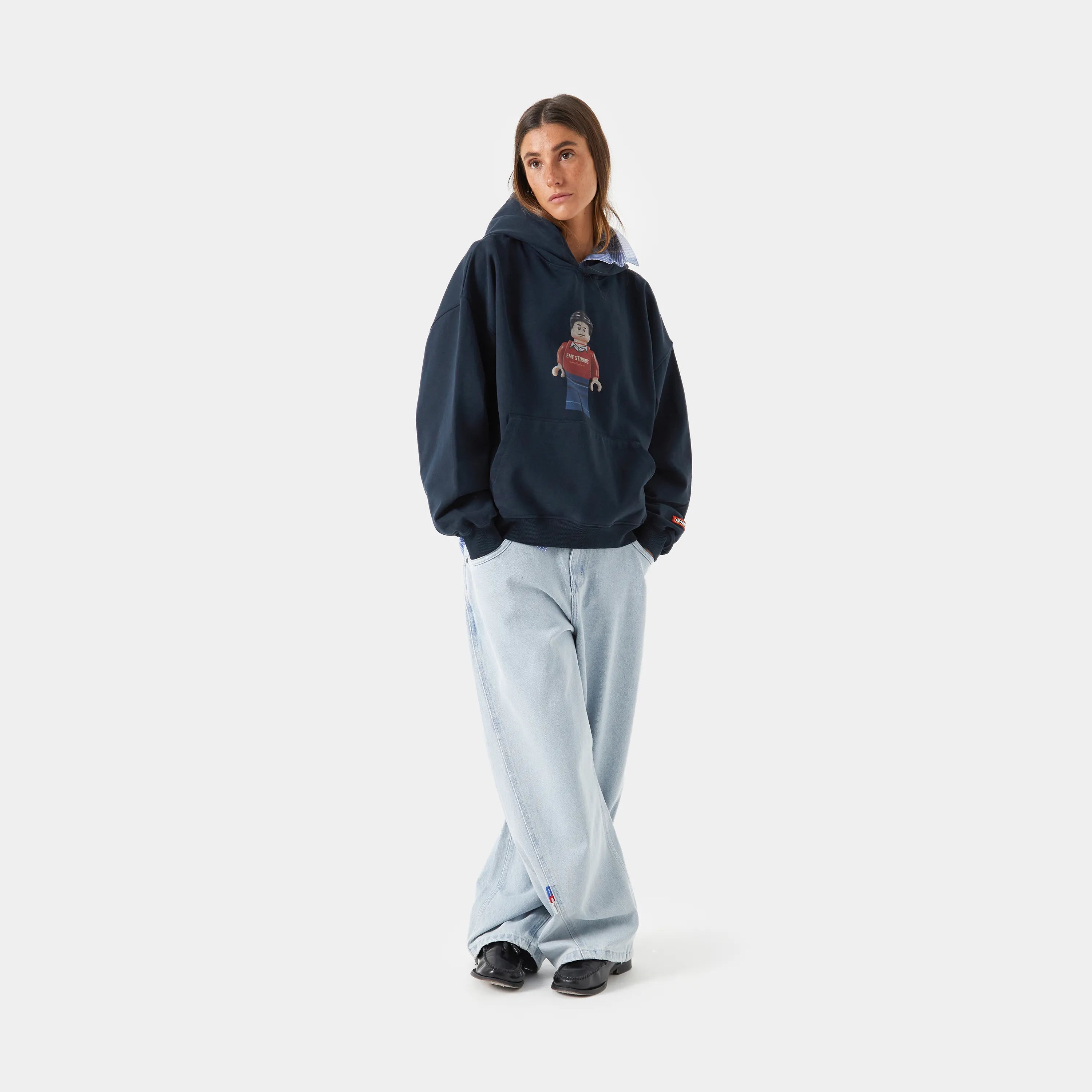 Brick Navy Oversized Hoodie Hoodies eme