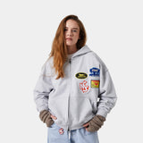 Patches Heather Grey Full Zip Hoodies eme
