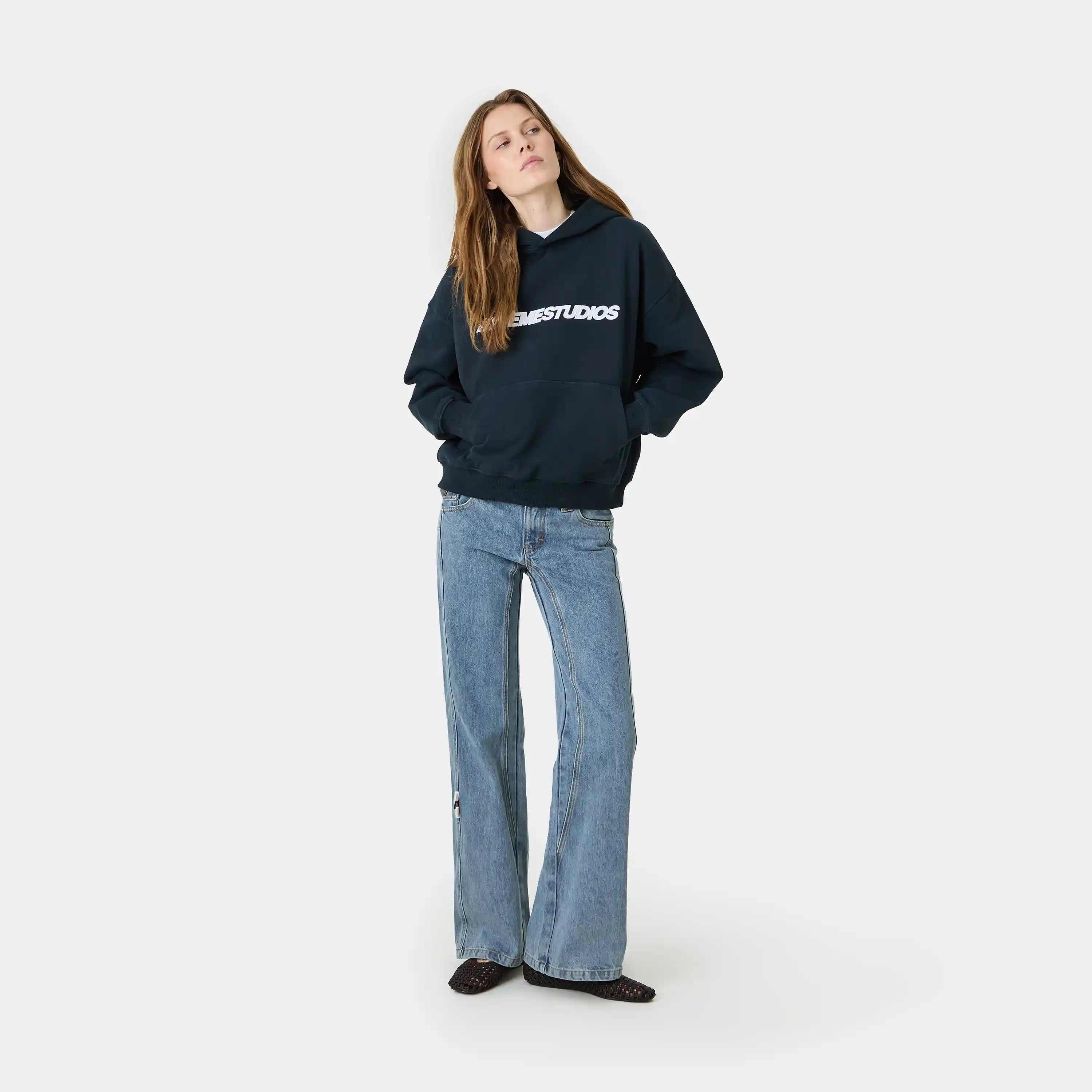 Metro Navy Oversized Hoodie Hoodies Eme Studios