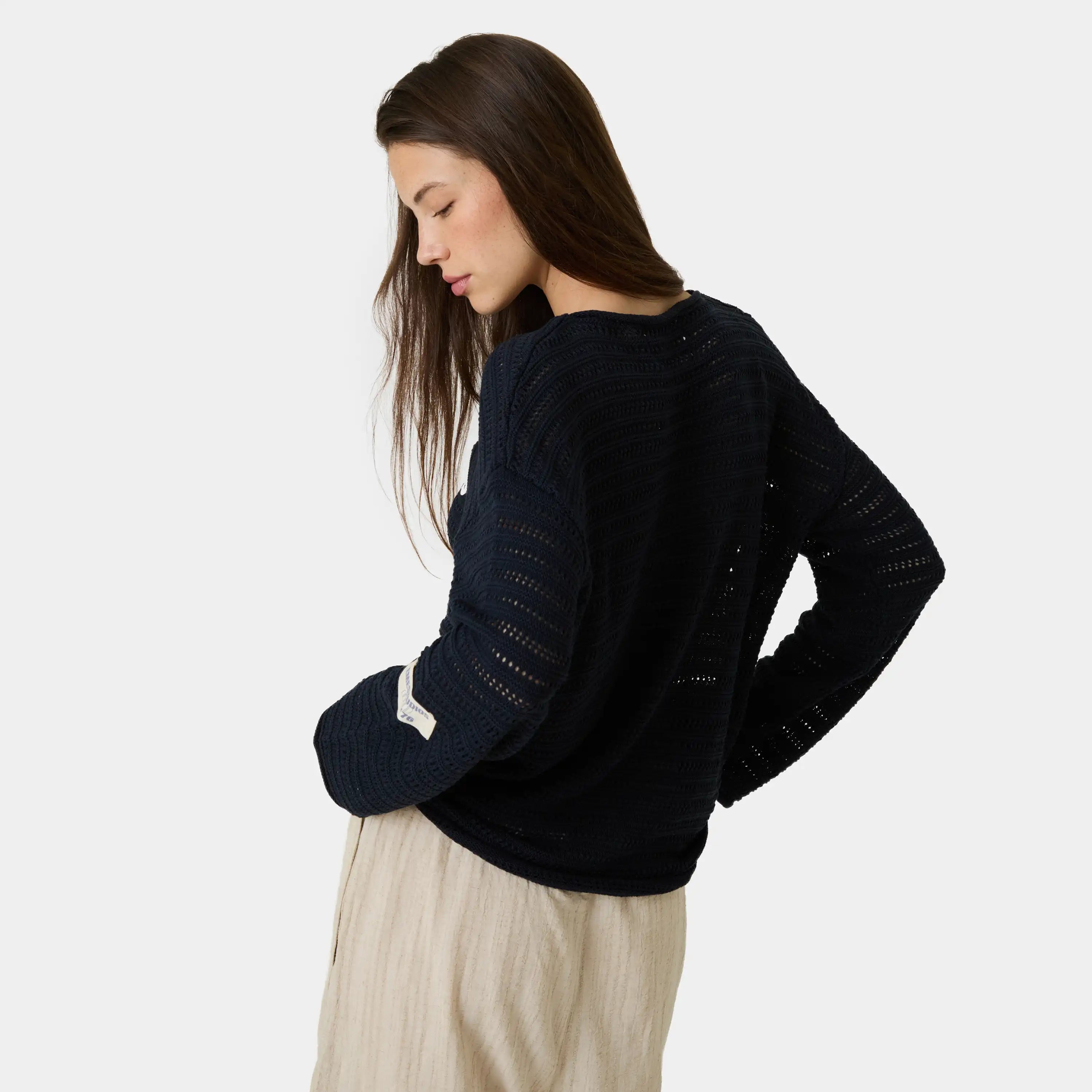 Kavai Navy Open Knit Knitwear Eme Studios