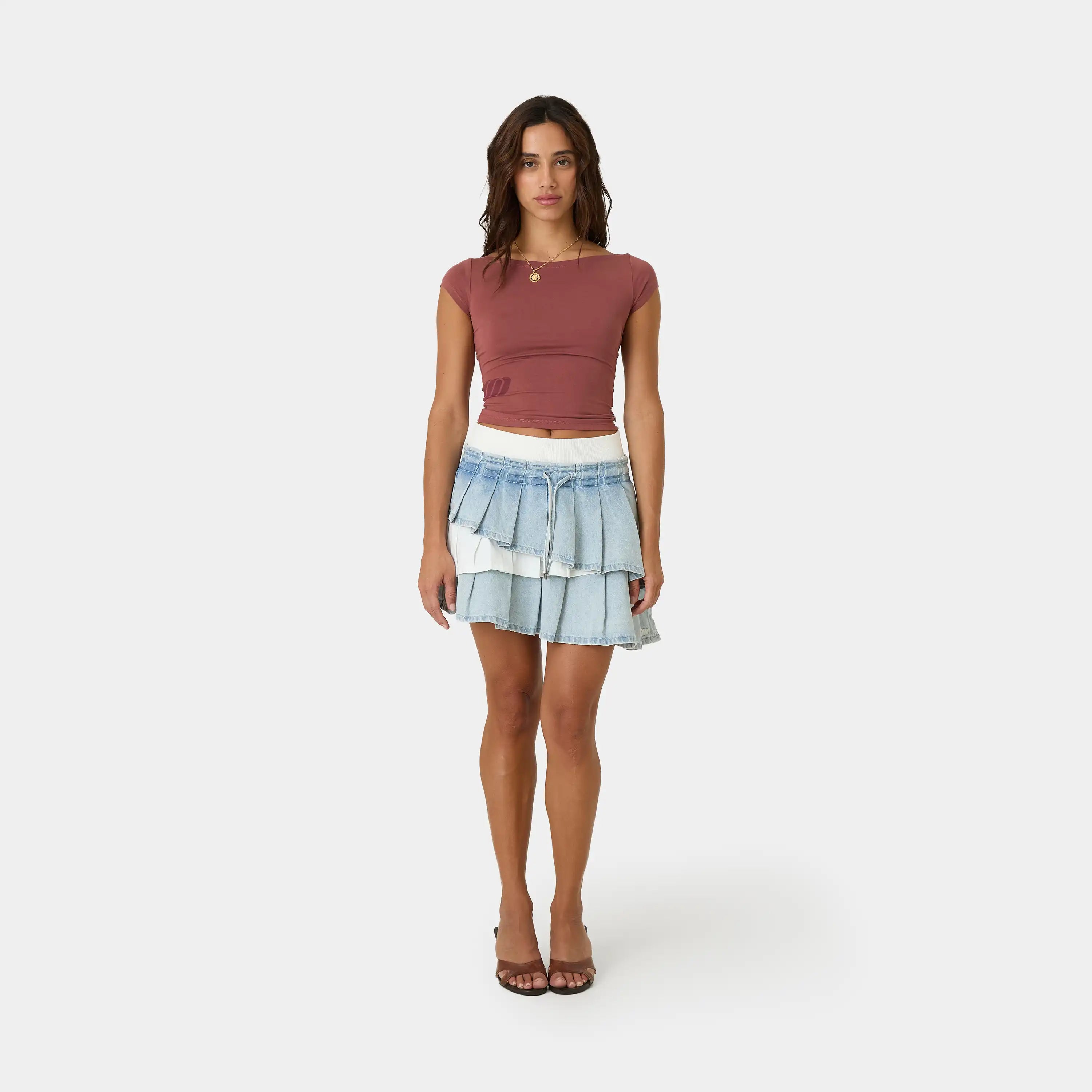 Forest Light Denim Skirt Woman Pants Eme Studios