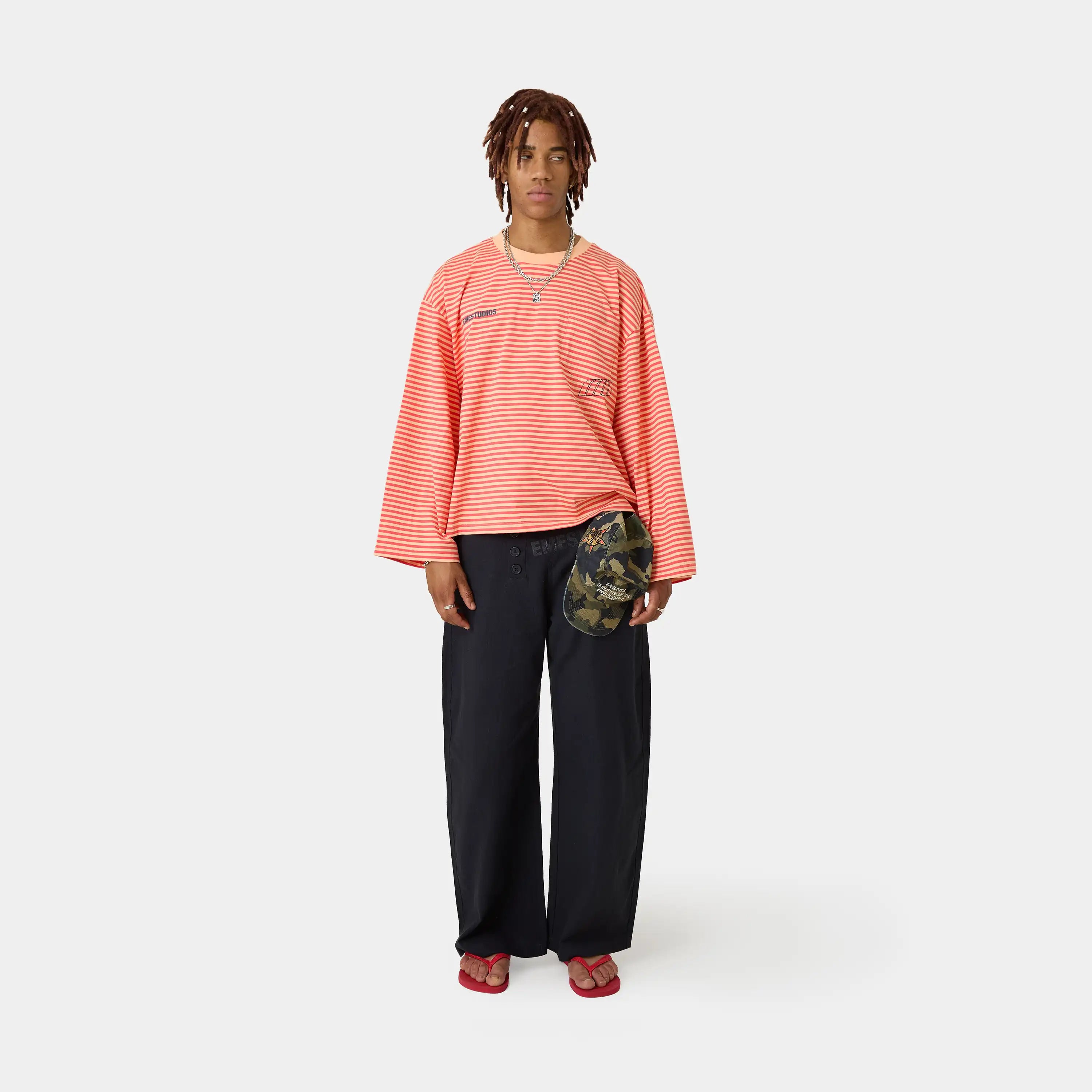 Cedar Peach Striped Long Sleeve T-shirts Eme Studios