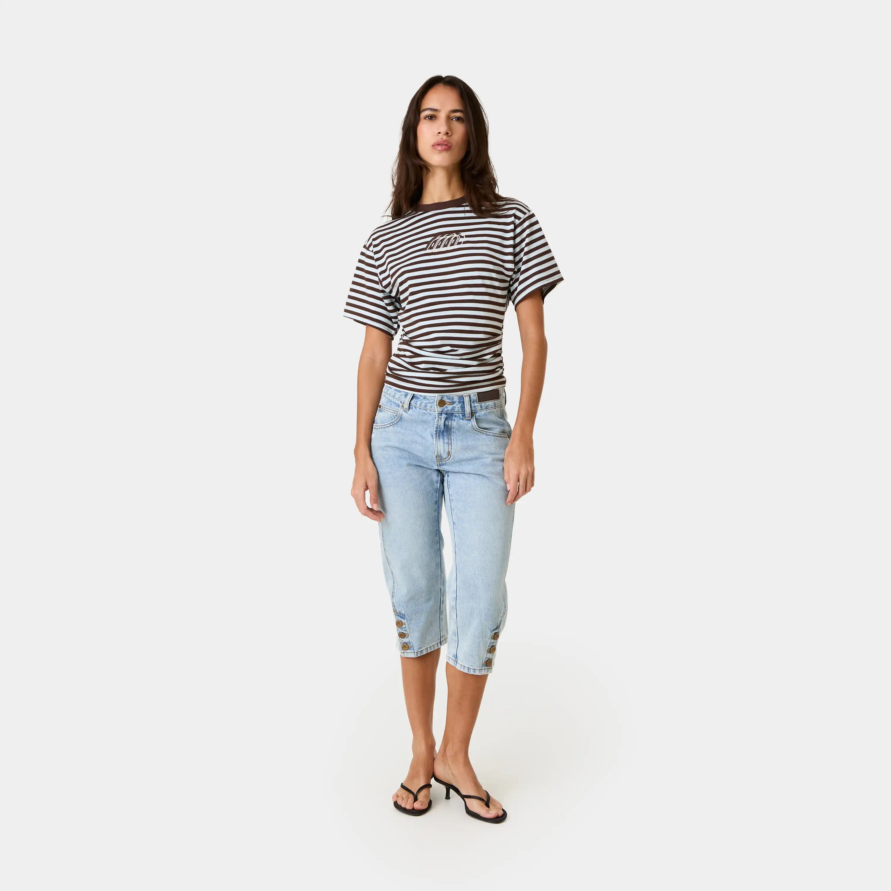 Vint Blue Denim Capri Pants Woman Pants Eme Studios
